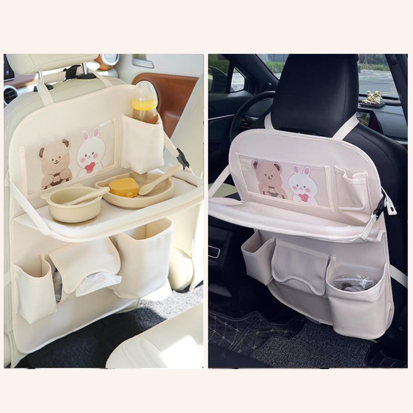 Car Back Seat Organizer with Foldable Tray Versatile Tissue Box Holder