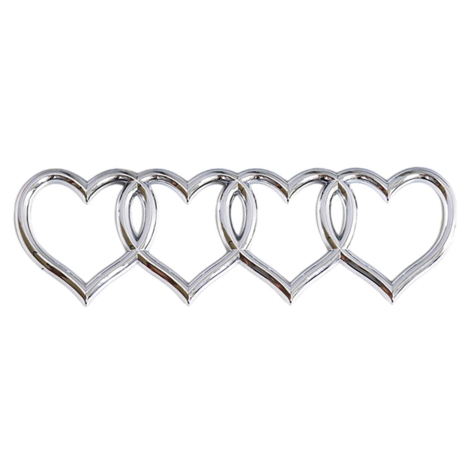 Heart Rear Trunk Stickers Replacement Decal Sticker Car Exterior Sticker Badge Silver
