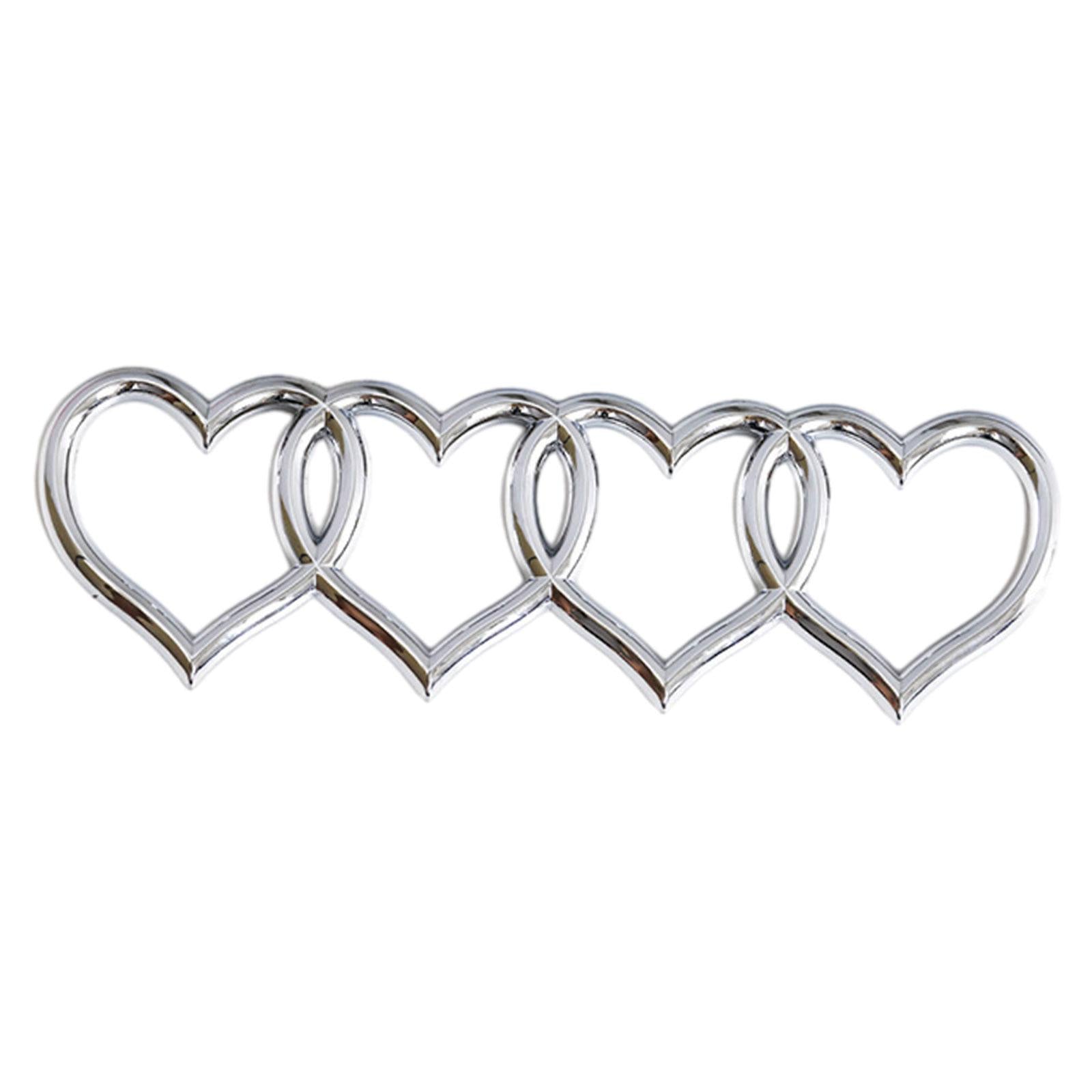 Heart Rear Trunk Stickers Replacement Decal Sticker Car Exterior Sticker Badge Silver
