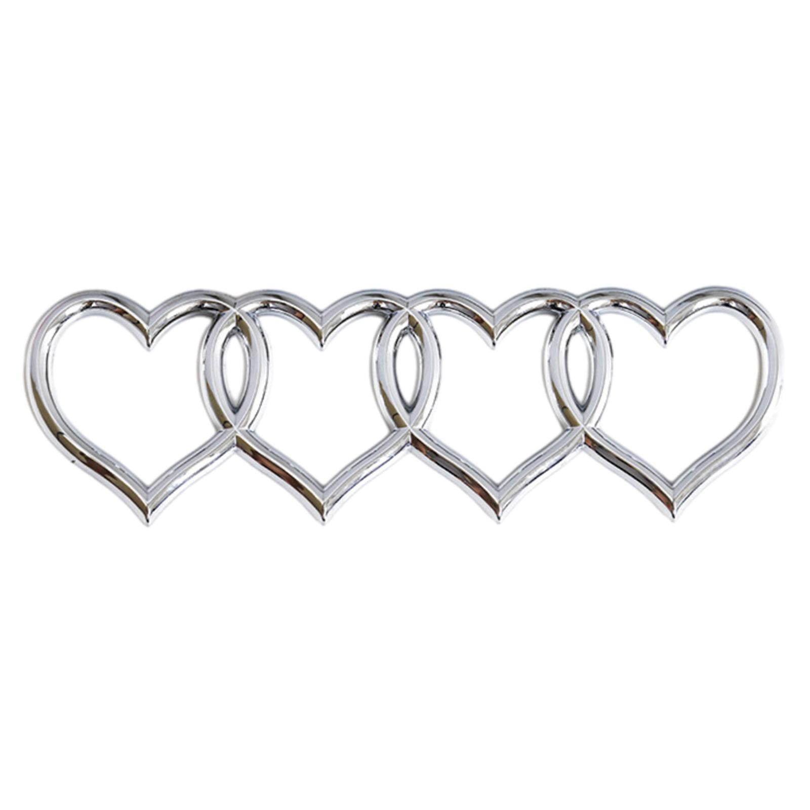Heart Rear Trunk Stickers Replacement Decal Sticker Car Exterior Sticker Badge Silver