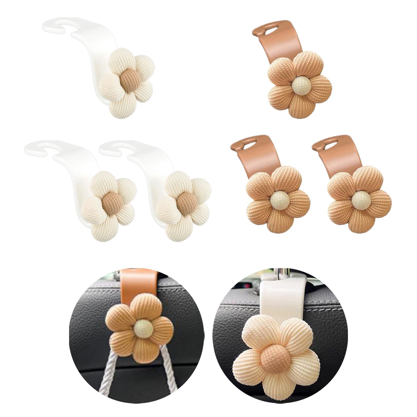 Flower Car Seat Headrest Hook Durable Hanger for Grocery Coat Umbrellas 1pc White