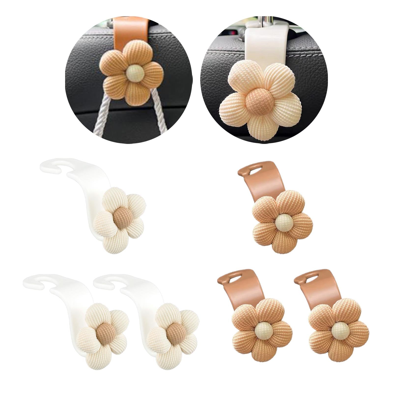 Flower Car Seat Headrest Hook Durable Hanger for Grocery Coat Umbrellas 1pc White