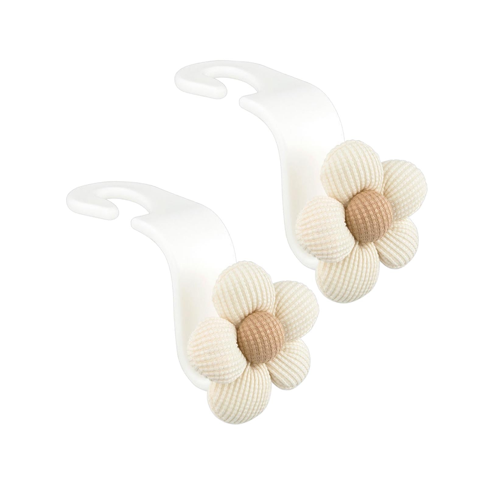 2xFlower Car Seat Headrest Hook Durable Hanger for Grocery Coat Umbrellas 2pcs White