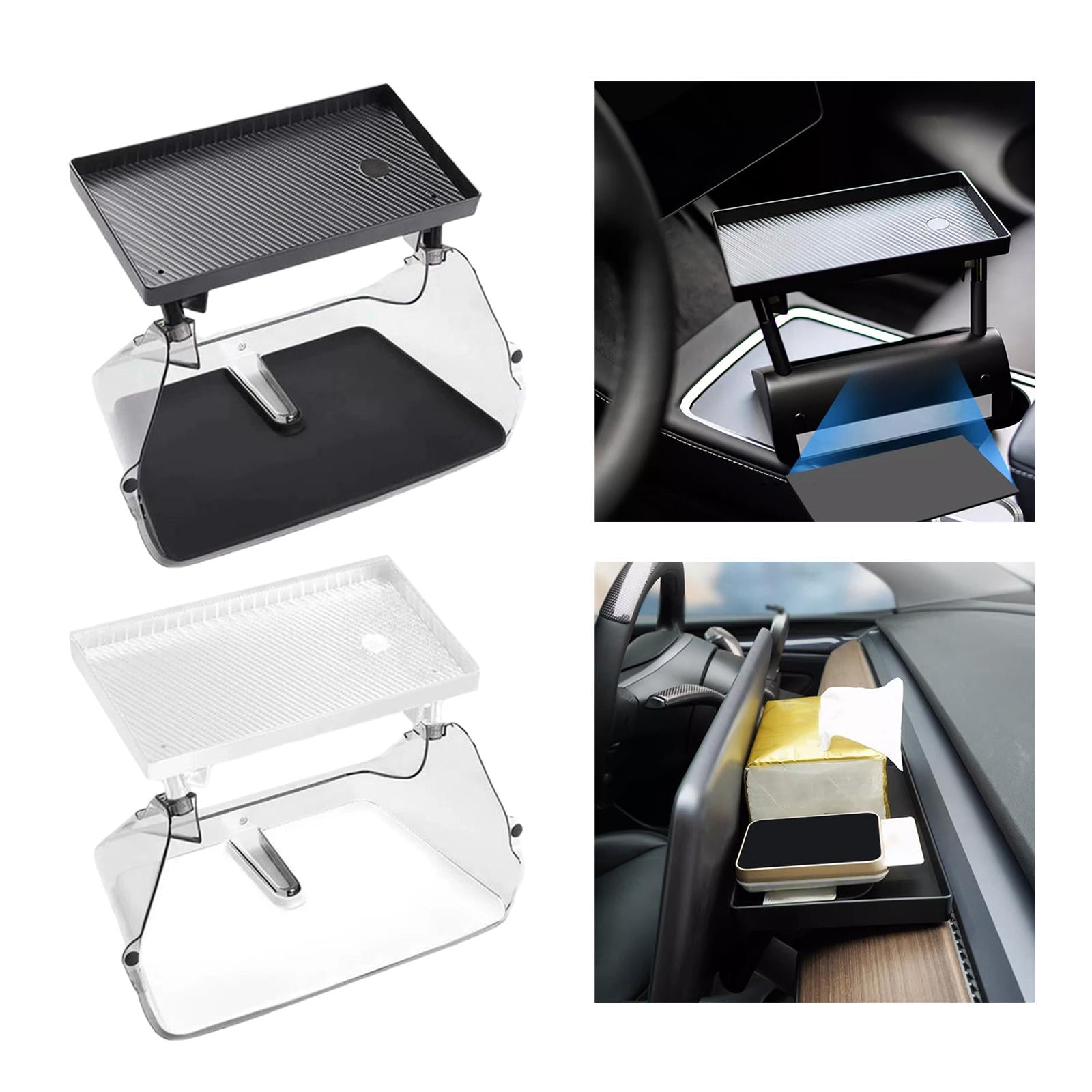 Center Console Organizer Tray behind Screen Shelf for Tesla Model 3 / Y Black