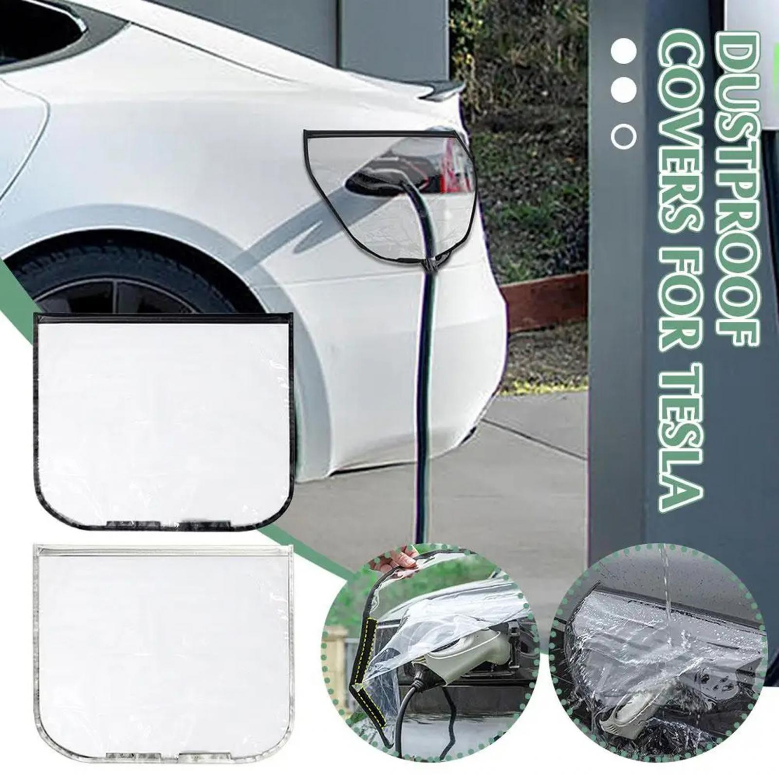 Electric Car Charging Port Rain Cover Clear Rain Snow Outdoor Protection Black