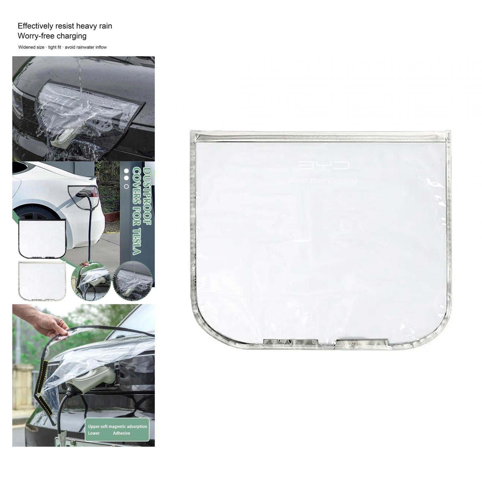 Electric Car Charging Port Rain Cover Clear Waterproof Rainproof Dustproof White for BYD