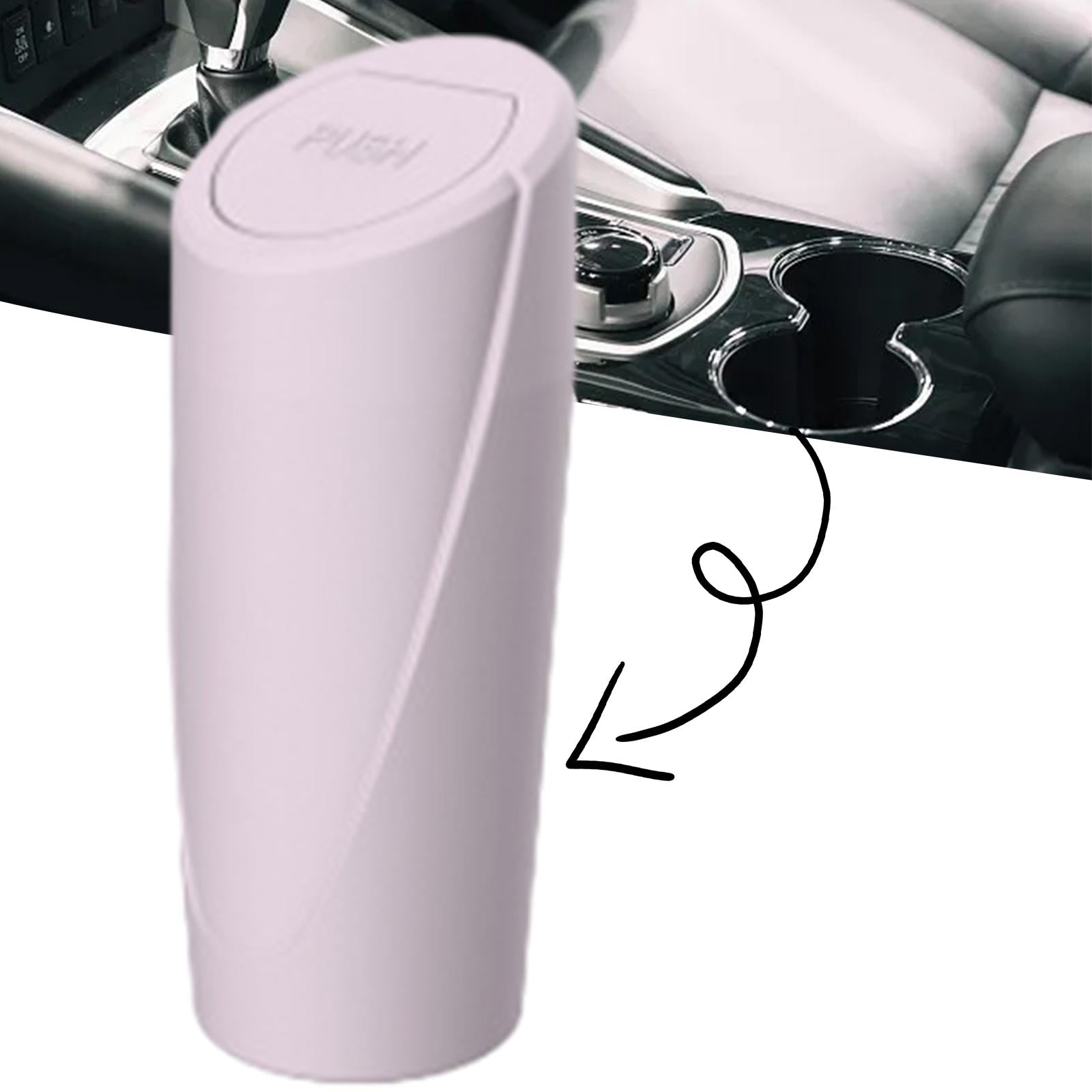 Car Trash Can Cup Holder Easy to Install Vehicle Garbage Bin for Office pink
