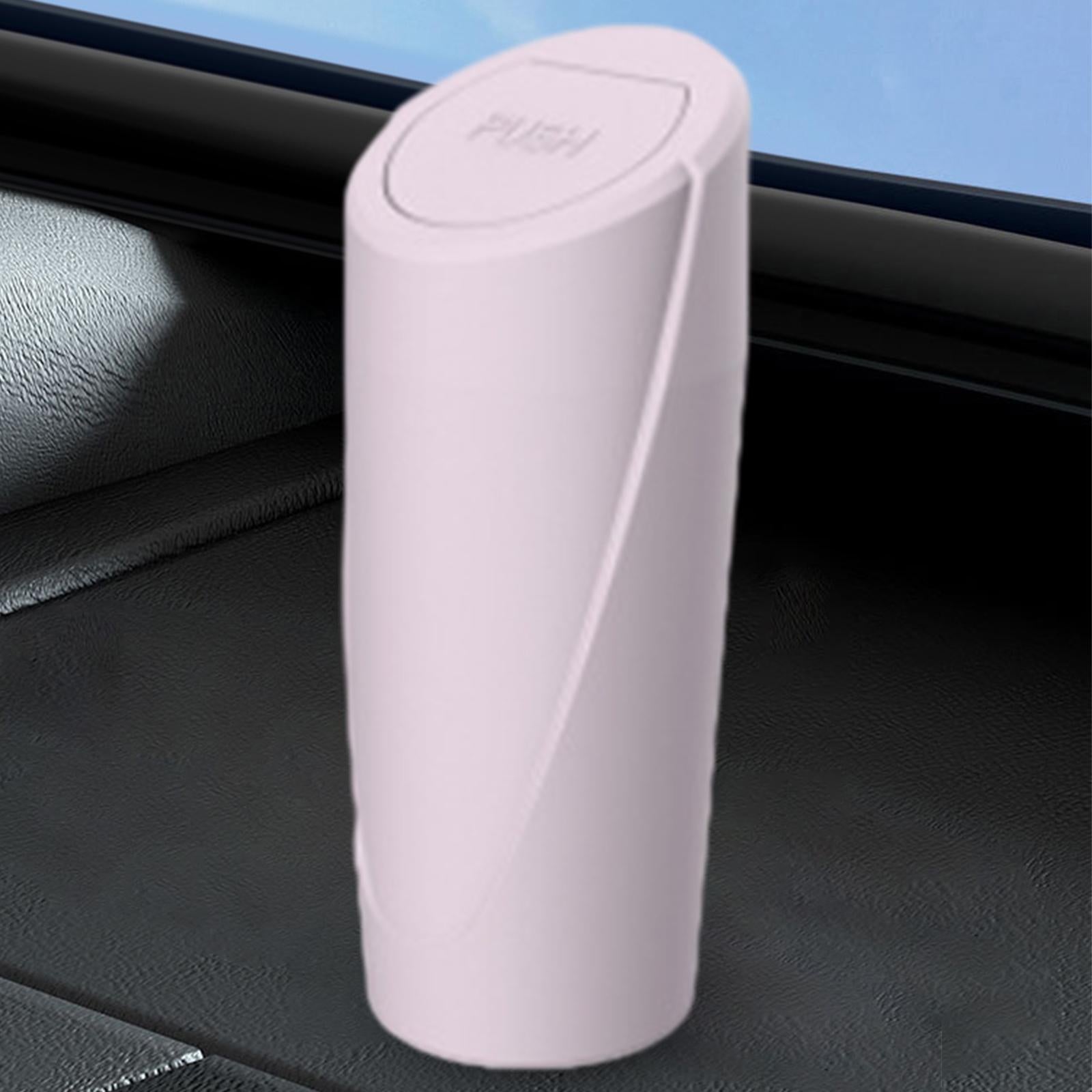 Car Trash Can Cup Holder Easy to Install Vehicle Garbage Bin for Office pink