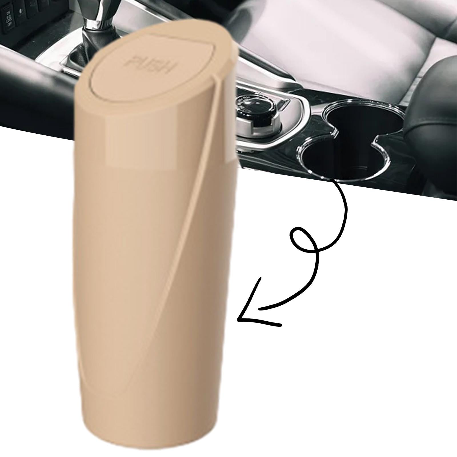 Car Trash Can Cup Holder Easy to Install Vehicle Garbage Bin for Office brown