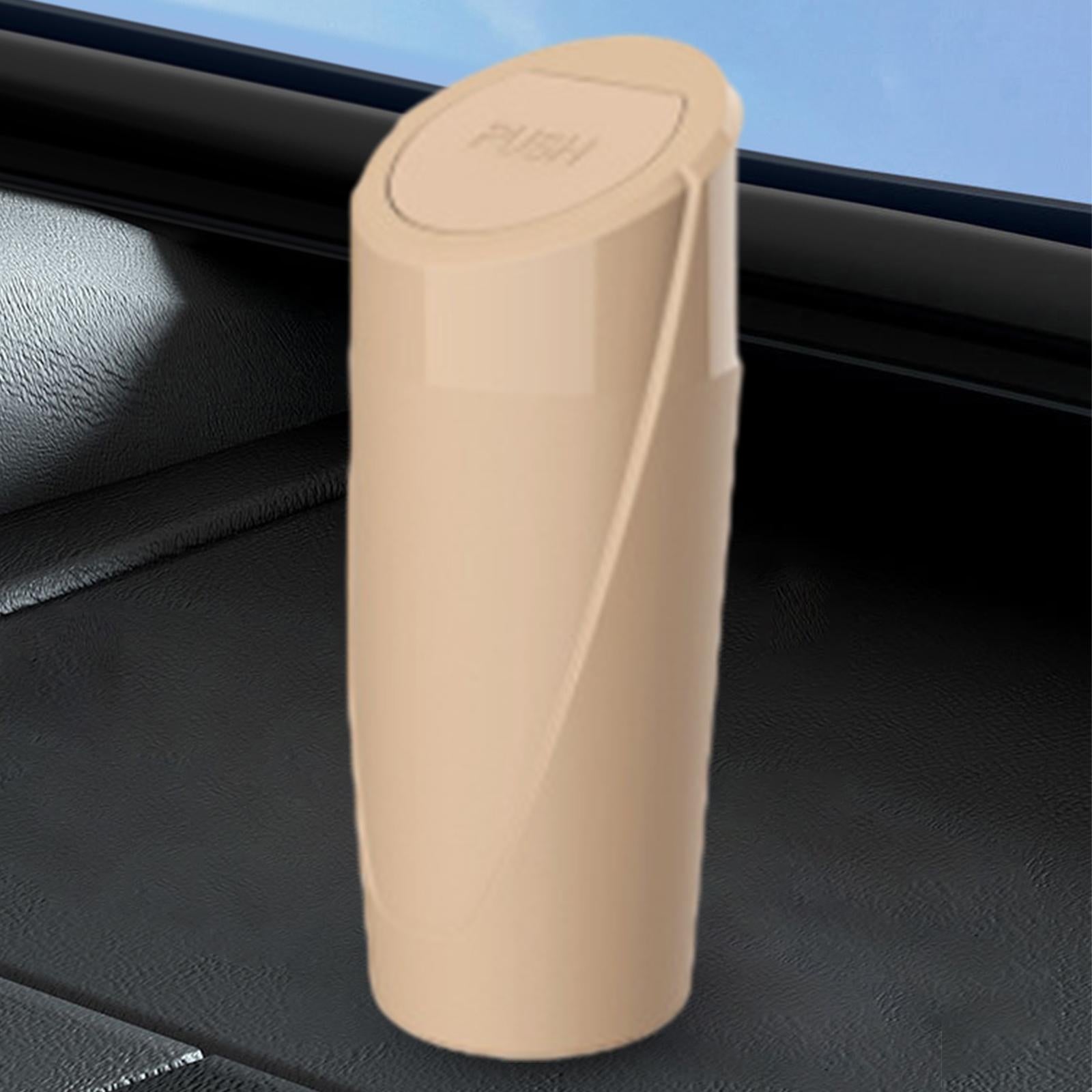 Car Trash Can Cup Holder Easy to Install Vehicle Garbage Bin for Office brown