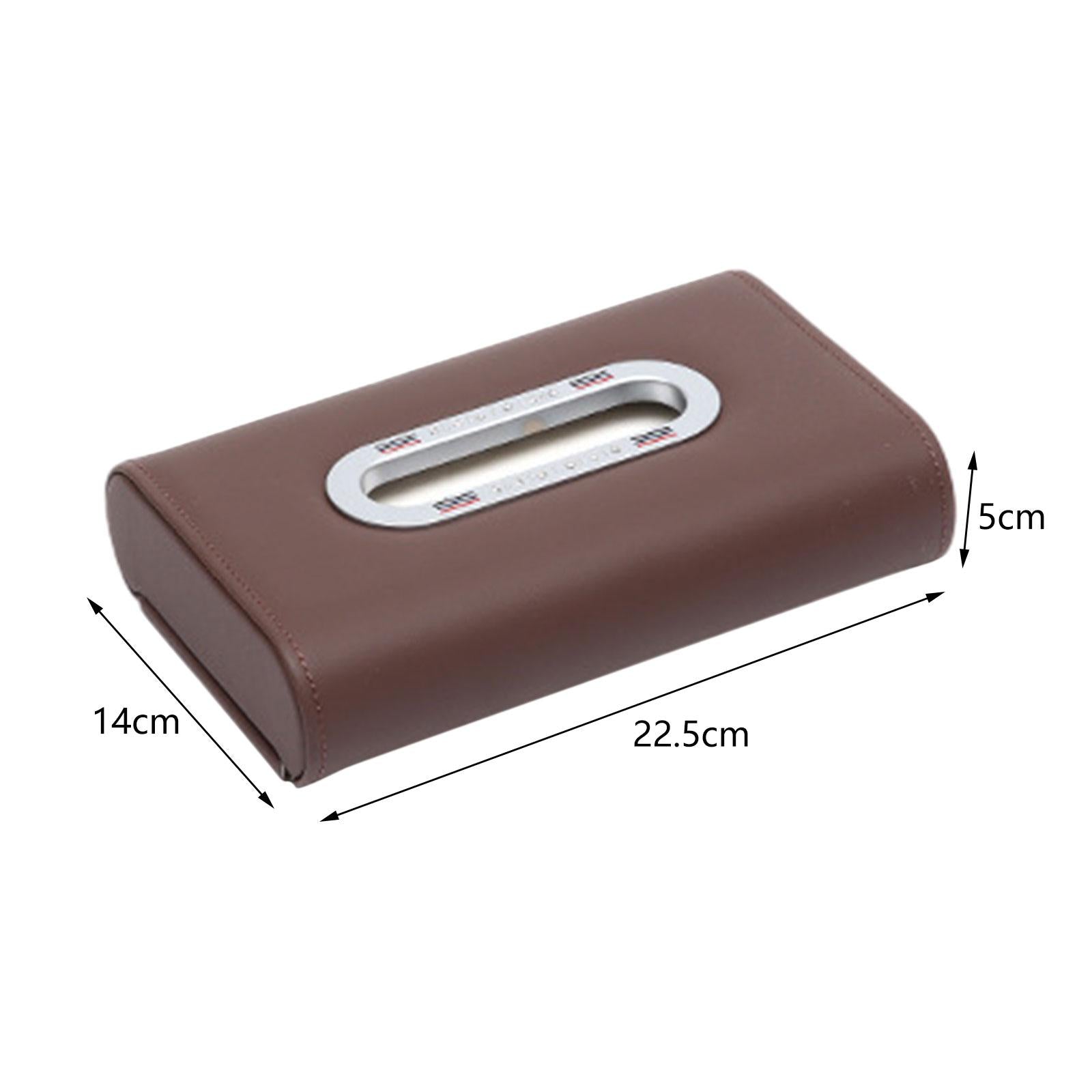 Car Tissue Box Vehicle Tissue Box Tissues Box Cover PU Leather Tissue Holder dark brown