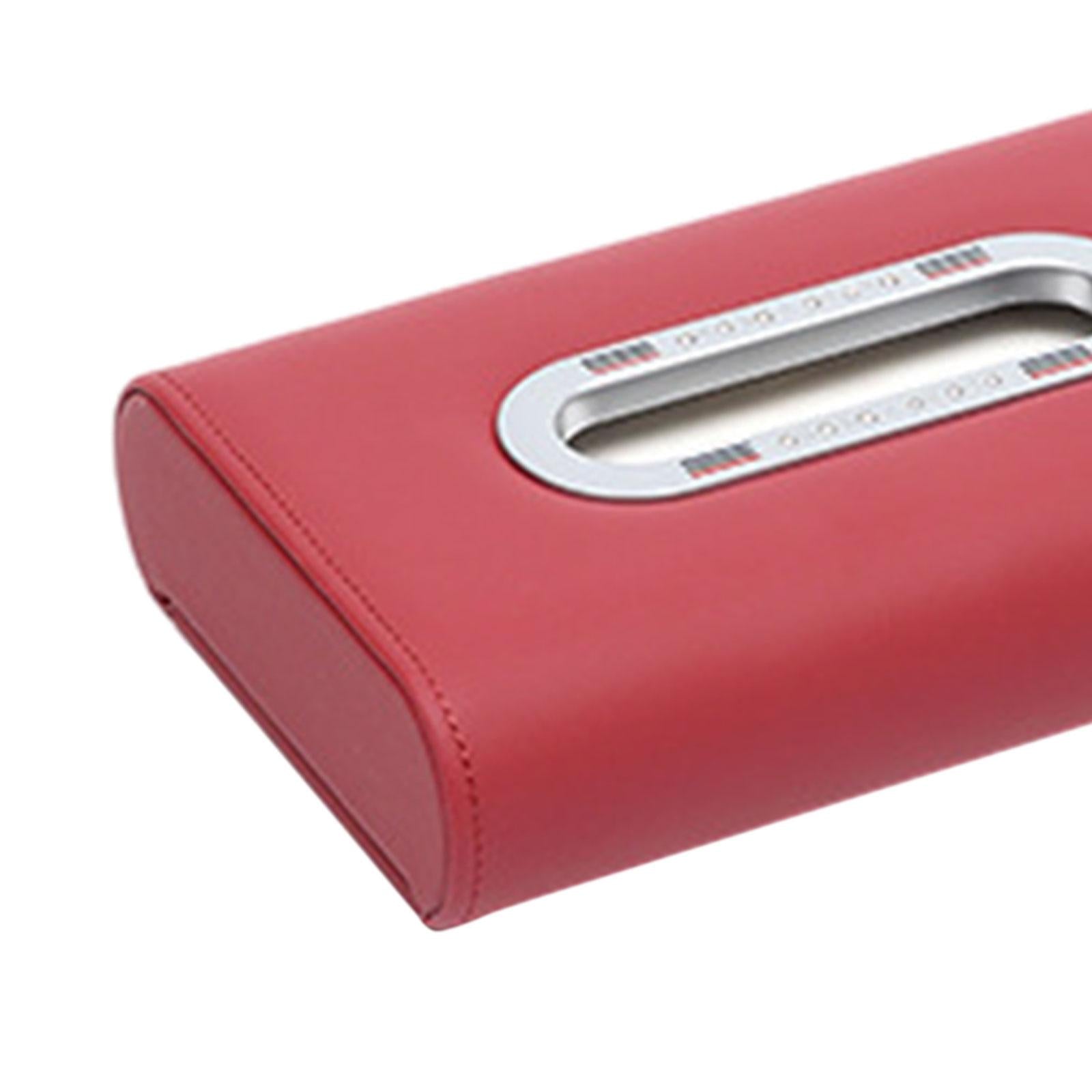 Car Tissue Box Vehicle Tissue Box Tissues Box Cover PU Leather Tissue Holder red