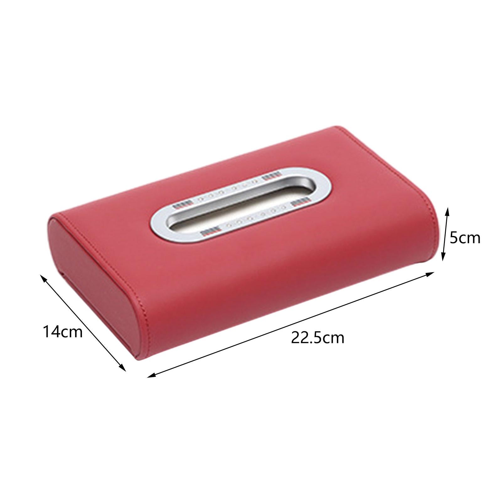 Car Tissue Box Vehicle Tissue Box Tissues Box Cover PU Leather Tissue Holder red