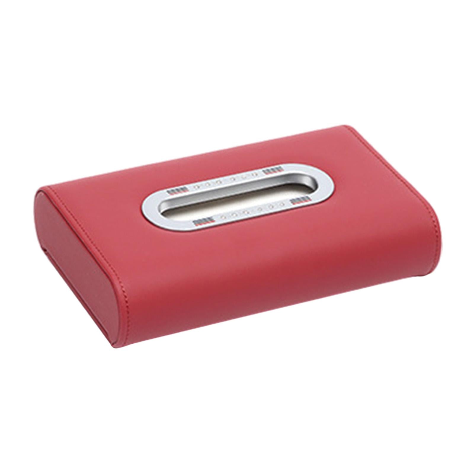 Car Tissue Box Vehicle Tissue Box Tissues Box Cover PU Leather Tissue Holder red