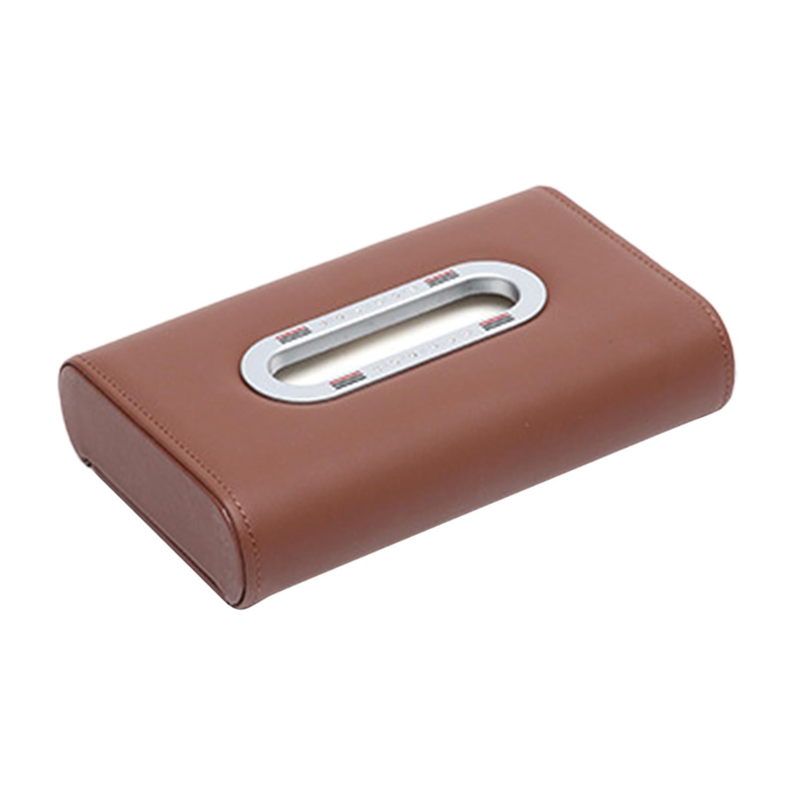 Car Tissue Box Vehicle Tissue Box Tissues Box Cover PU Leather Tissue Holder saddle brown