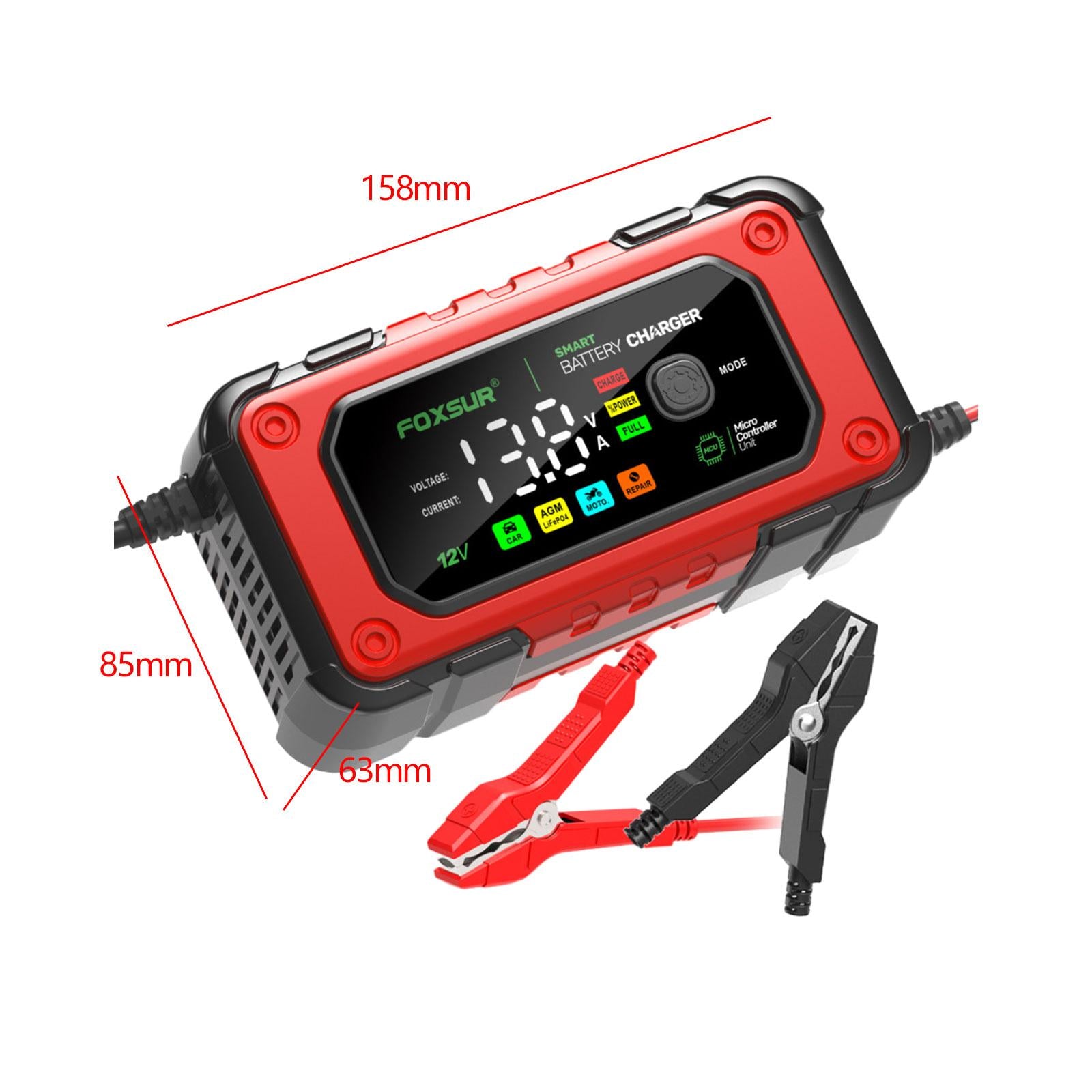 Smart Car Battery Charger Large Screen Colors Smart Battery Trickle Charger red