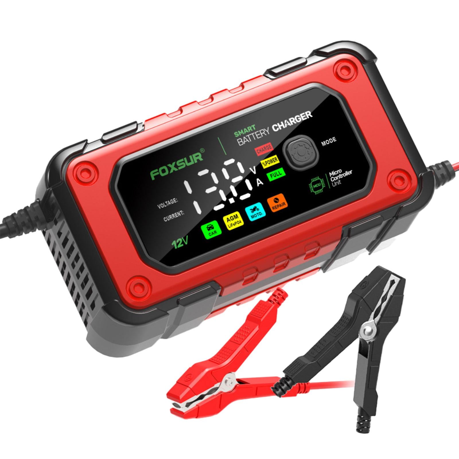 Smart Car Battery Charger Large Screen Colors Smart Battery Trickle Charger red