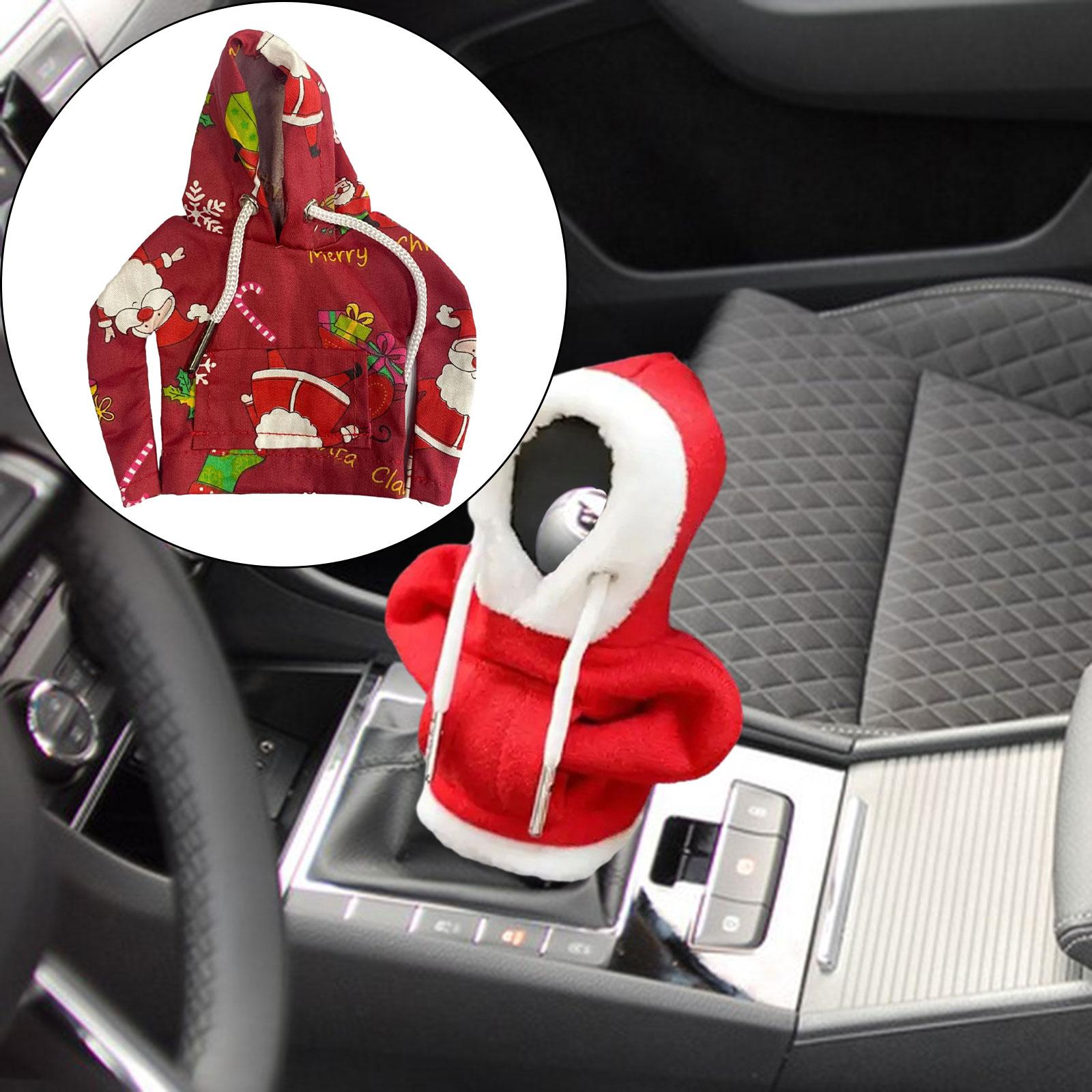 Car Shifter Knob Cover Soft Gear Shifter Hoodie Cover for Car Women Red