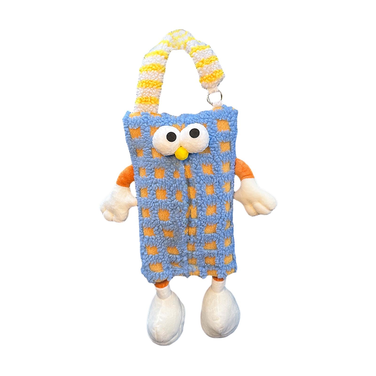 Plush Cartoon Car Tissue Holder Creative Automotive Accessories Paper Holder Blue