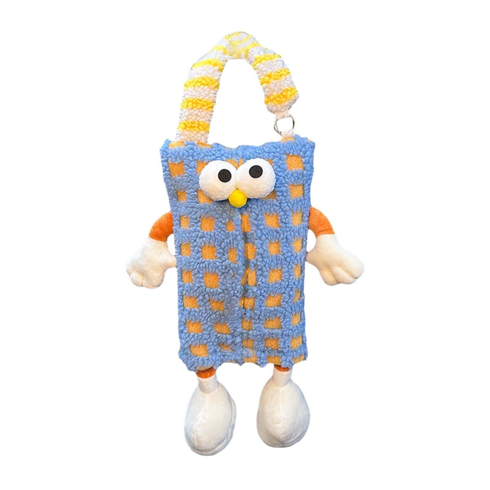 Plush Cartoon Car Tissue Holder Creative Automotive Accessories Paper Holder Blue