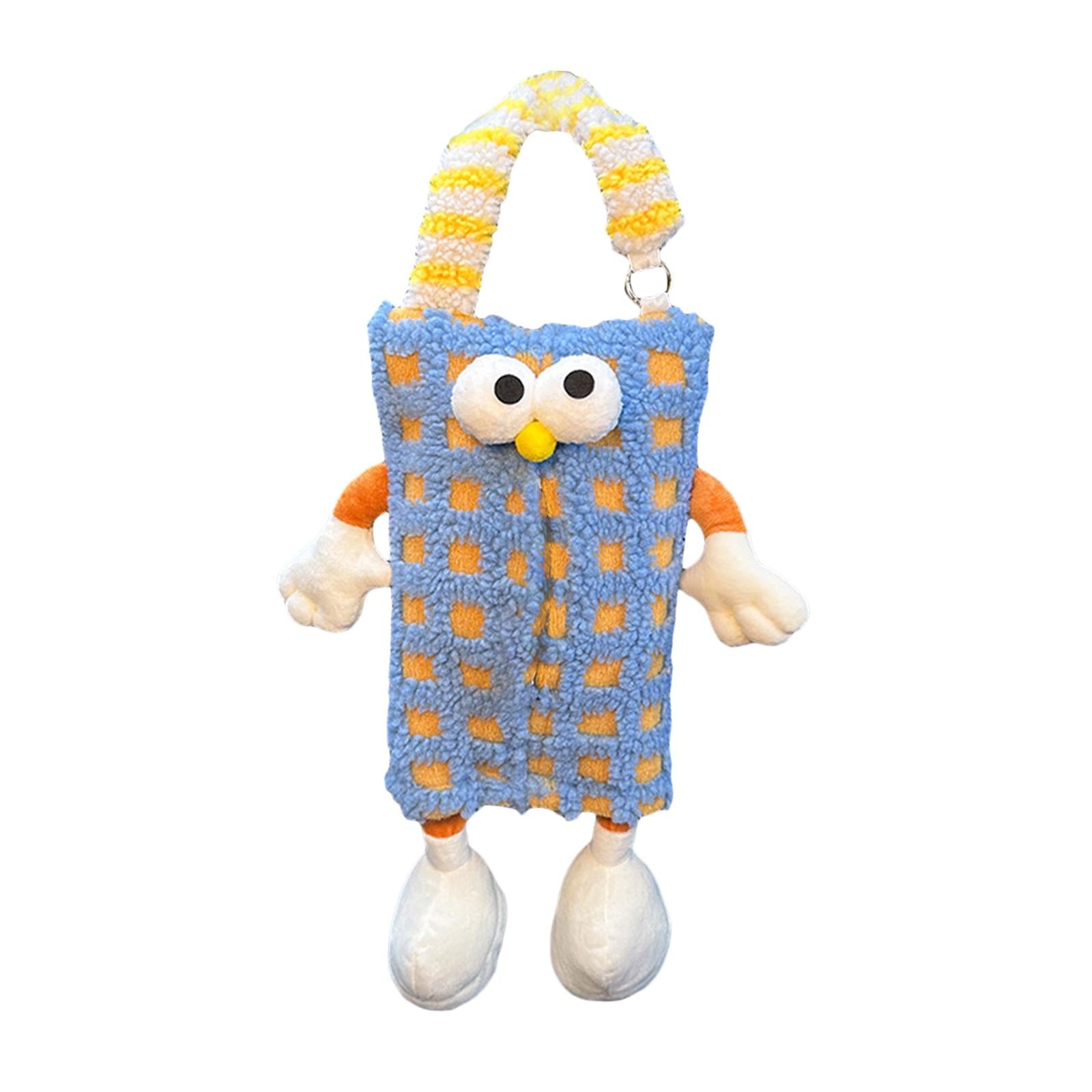 Plush Cartoon Car Tissue Holder Creative Automotive Accessories Paper Holder Blue