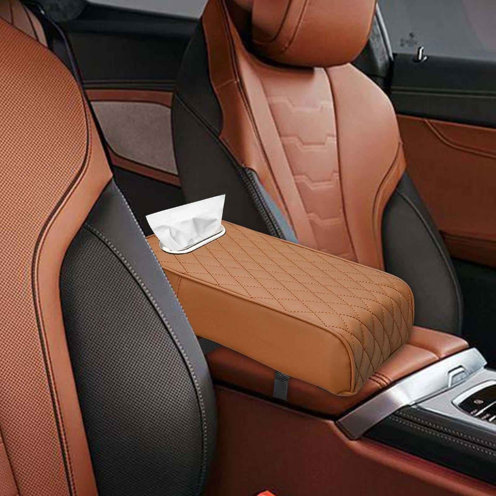 Armrest Box Mats Multifunctional with Storage Pocket Universal Arm Rest Pad brown
