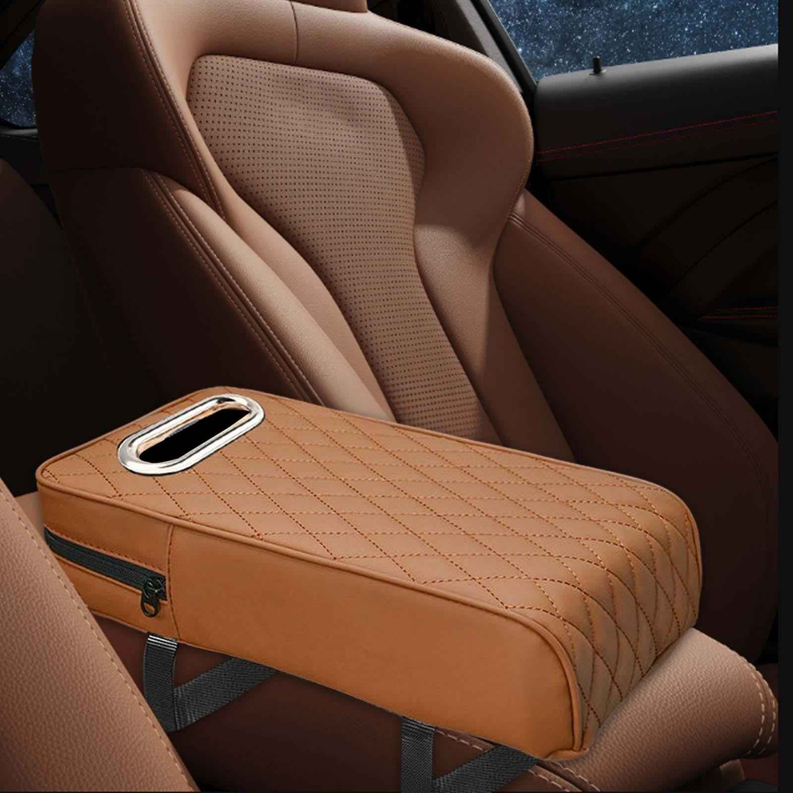 Armrest Box Mats Multifunctional with Storage Pocket Universal Arm Rest Pad brown
