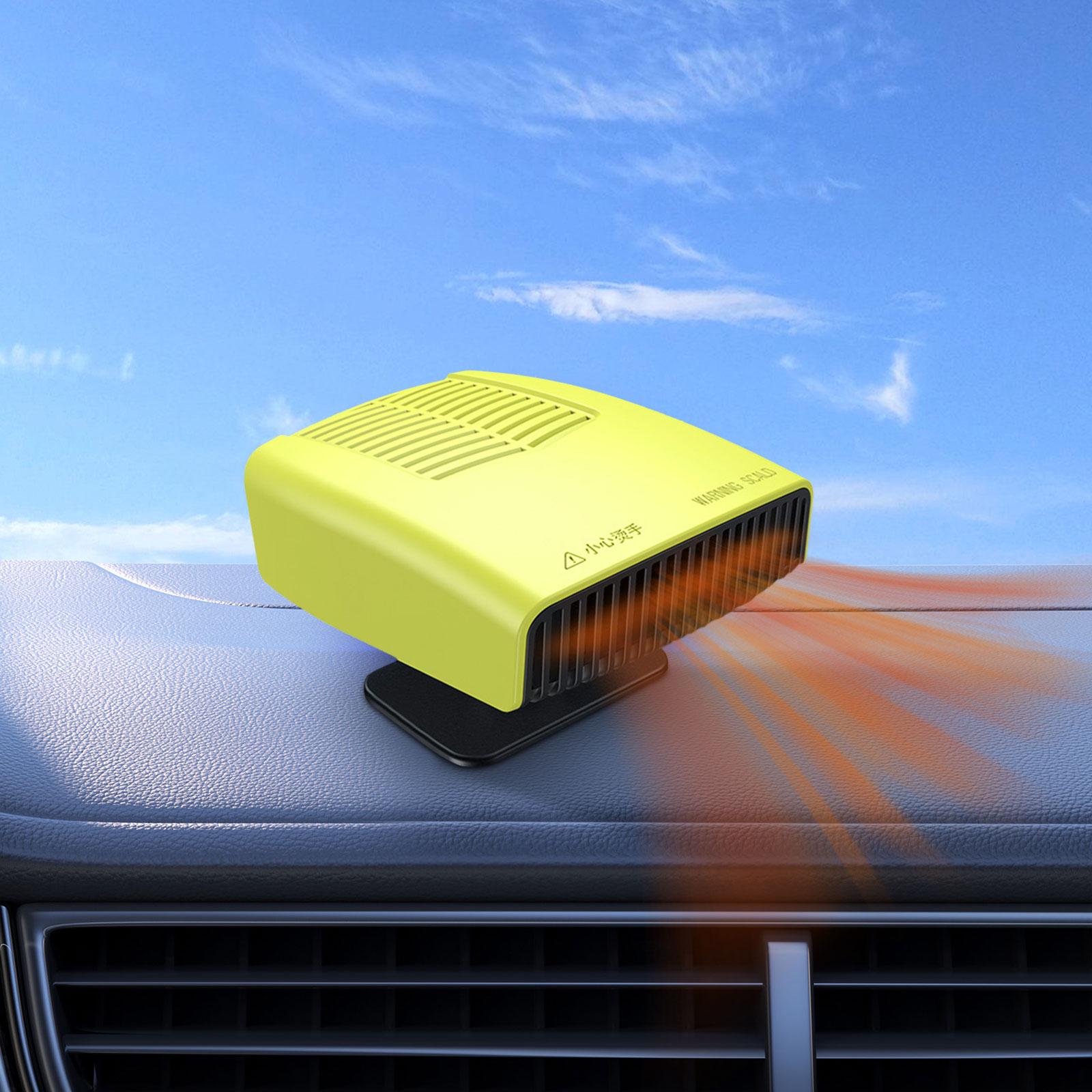 12V 150W Portable Car Heater Fan Accessory Easily Install 360° Rotation Base Yellow