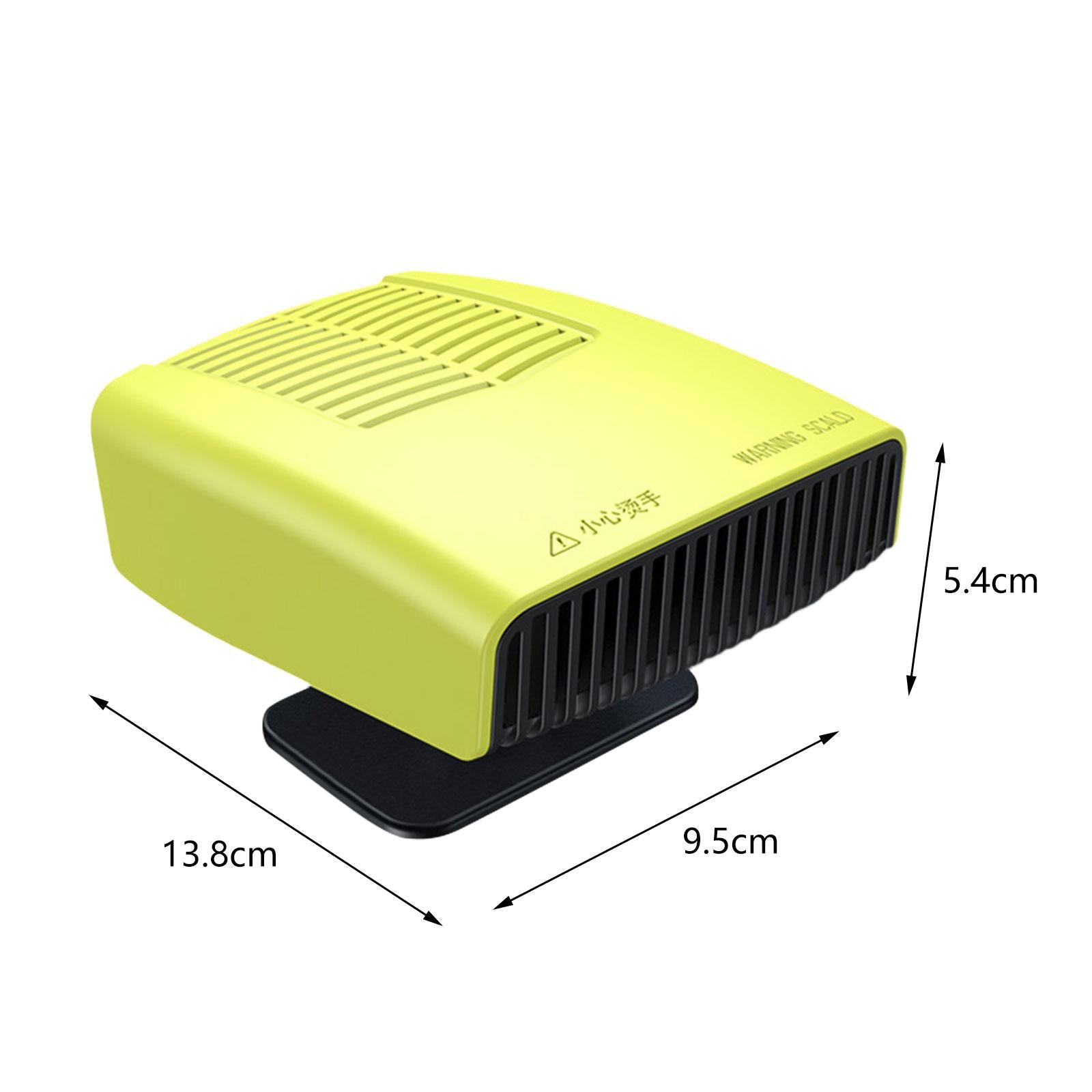 12V 150W Portable Car Heater Fan Accessory Easily Install 360° Rotation Base Yellow
