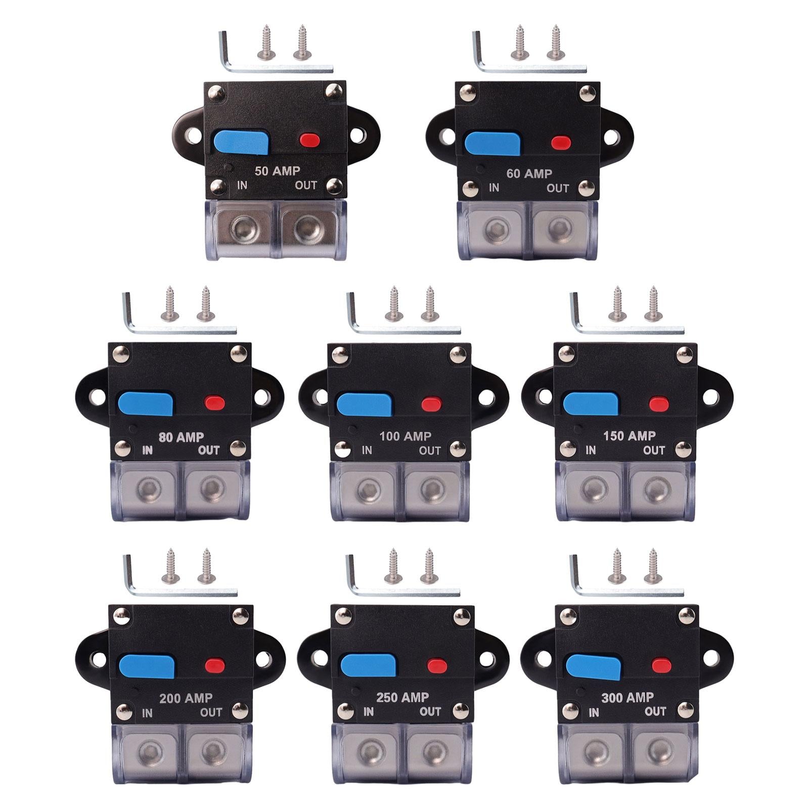 Circuit Breaker with Manual Reset Button Resettable for 12V 24V Durable 50A