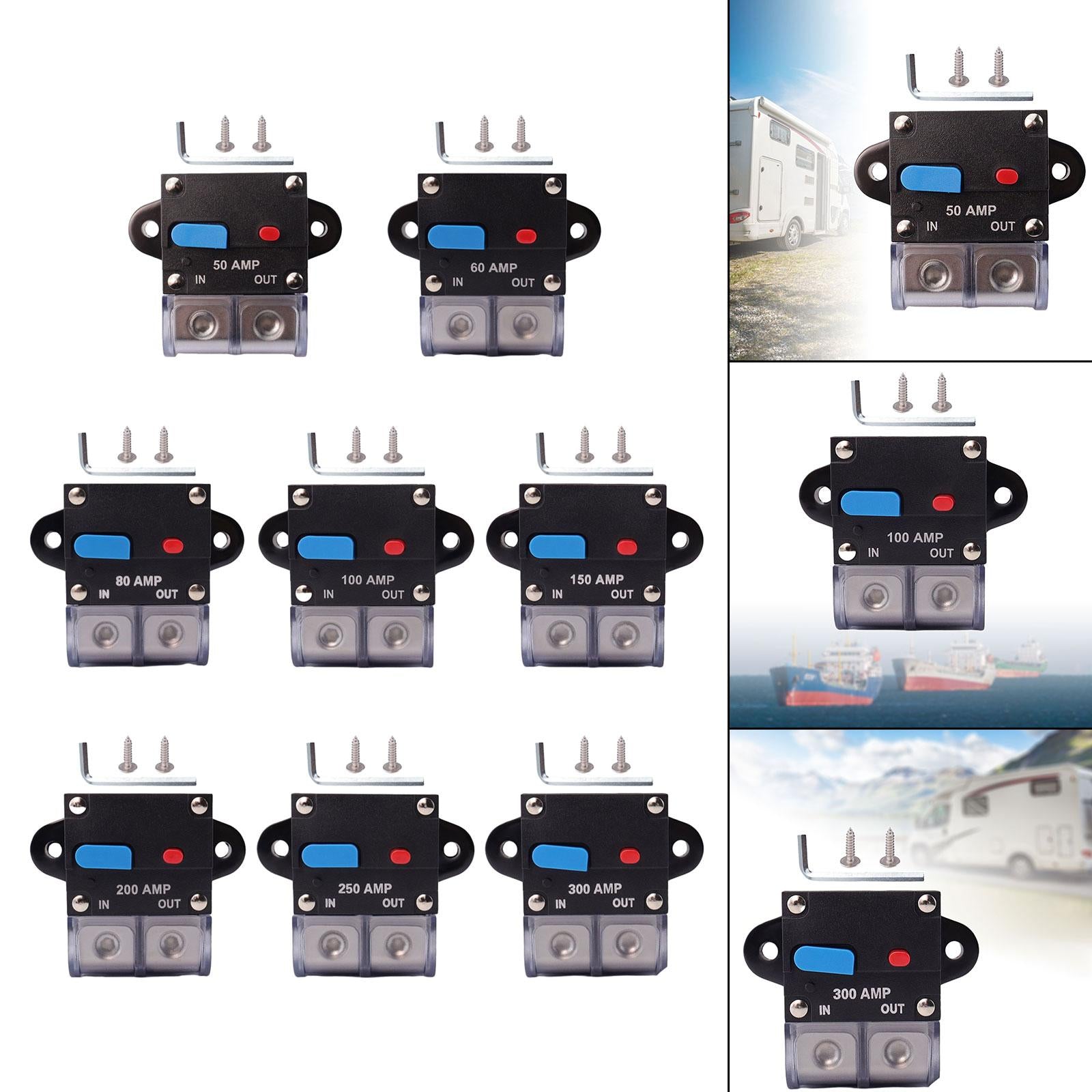 Circuit Breaker with Manual Reset Button Resettable for 12V 24V Durable 50A