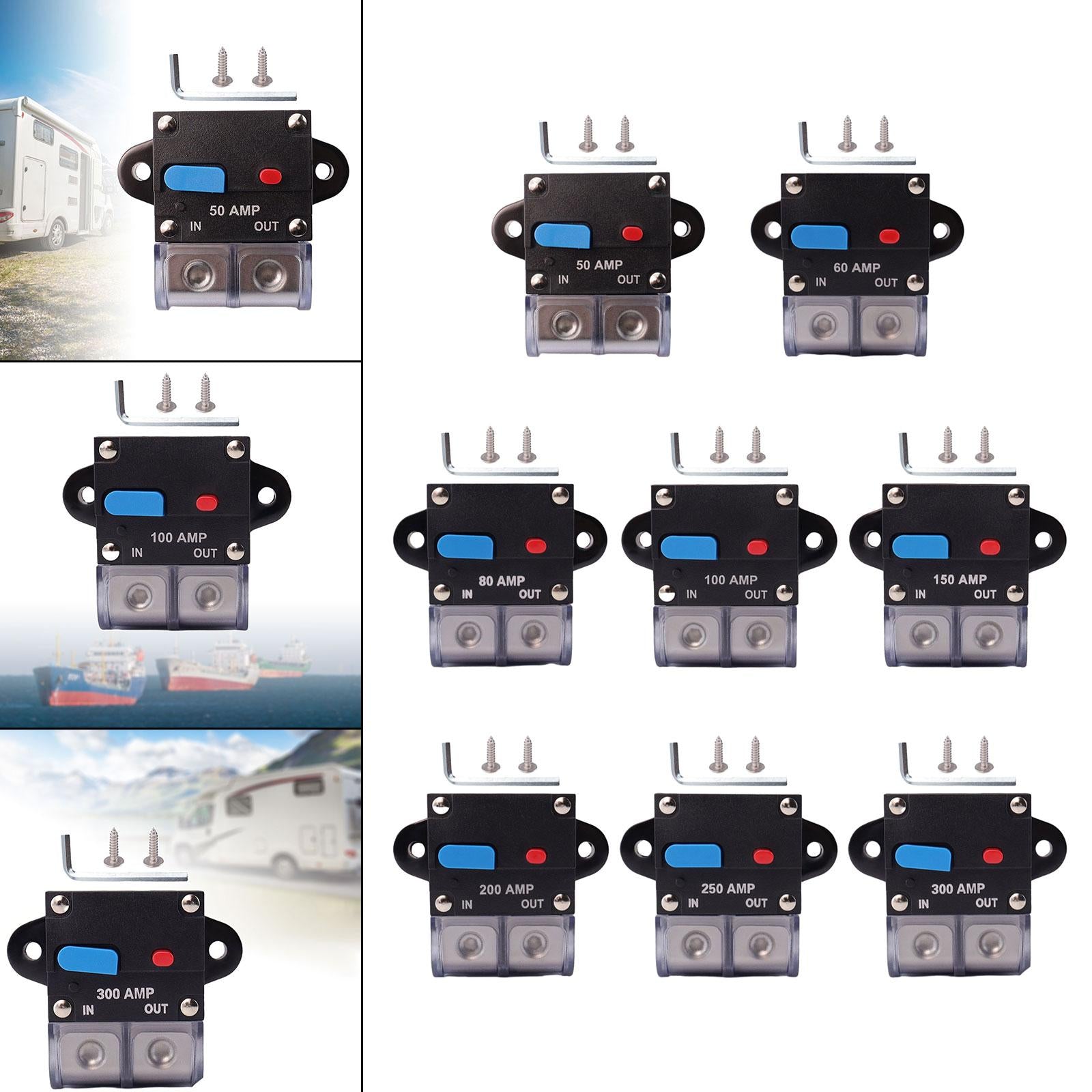 Circuit Breaker with Manual Reset Button Resettable for 12V 24V Durable 50A