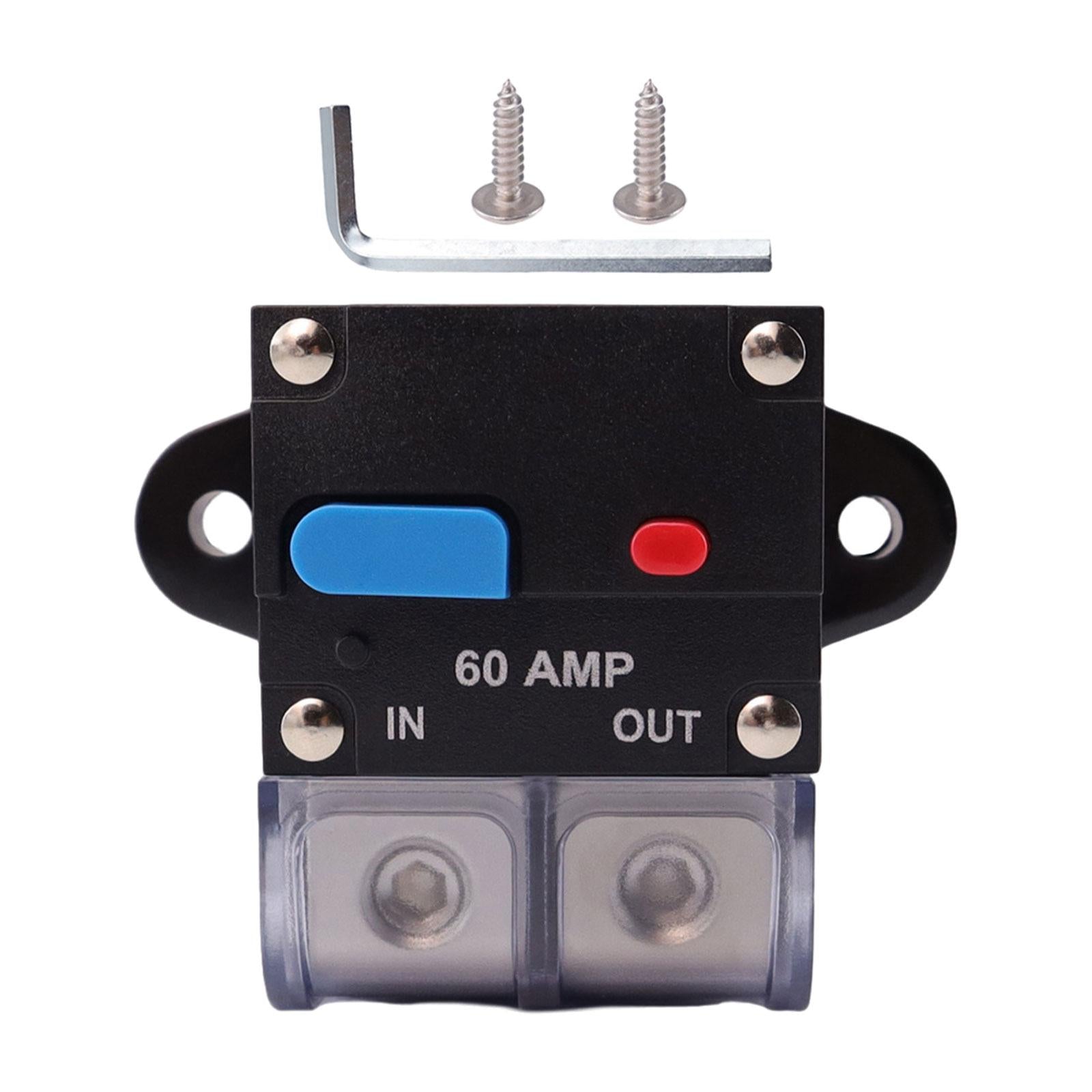 Circuit Breaker with Manual Reset Button Resettable for 12V 24V Durable 60A
