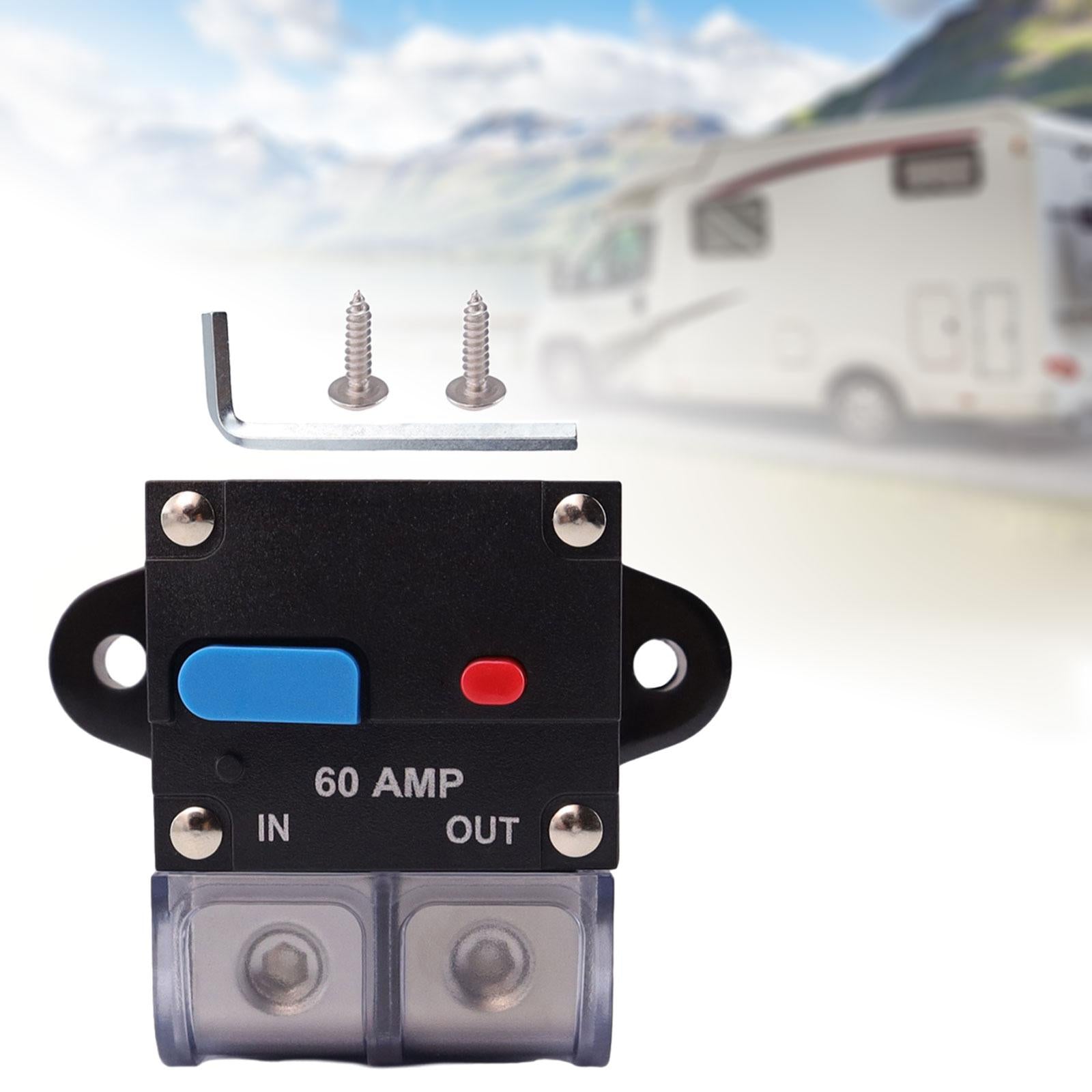 Circuit Breaker with Manual Reset Button Resettable for 12V 24V Durable 60A