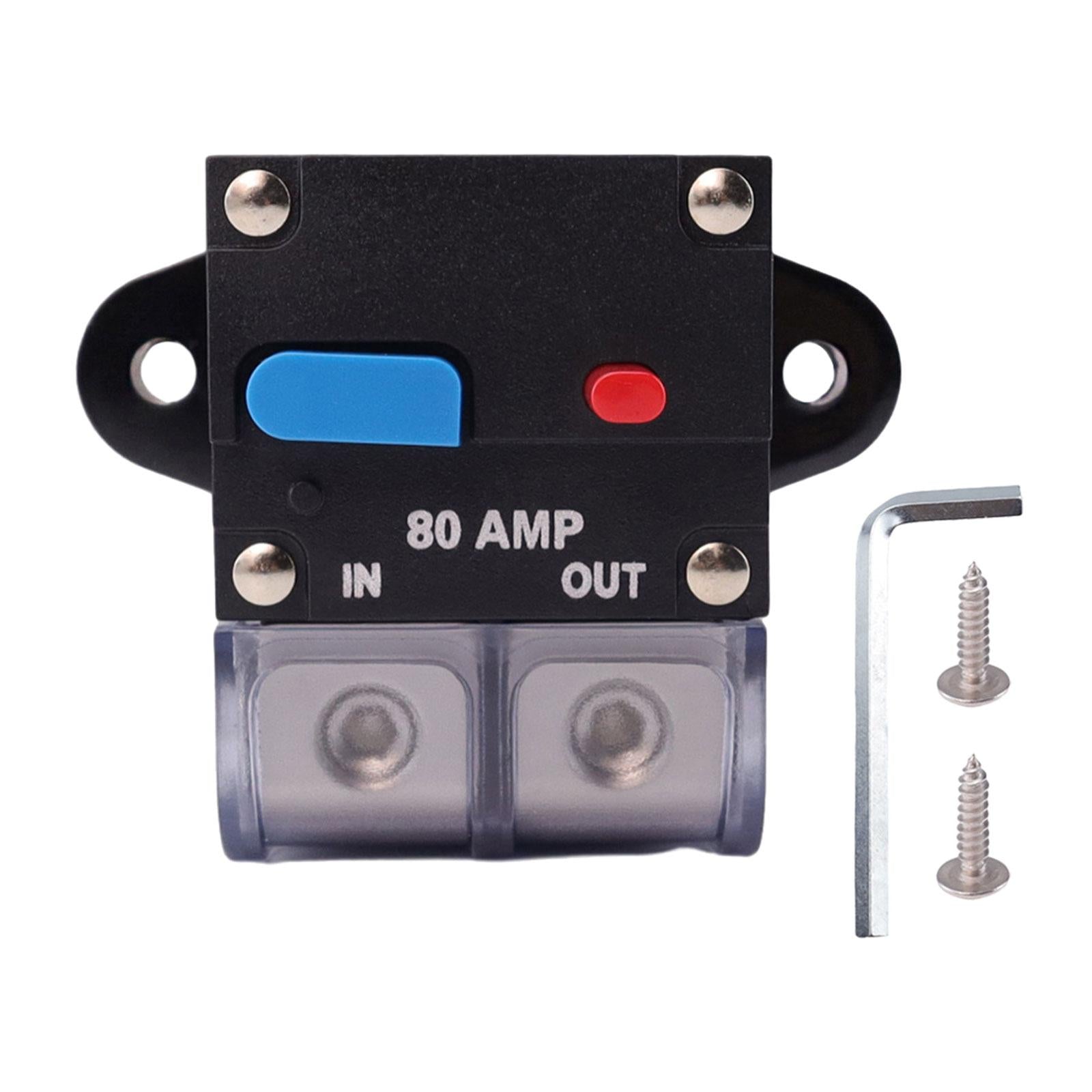 Circuit Breaker with Manual Reset Button Resettable for 12V 24V Durable 80A