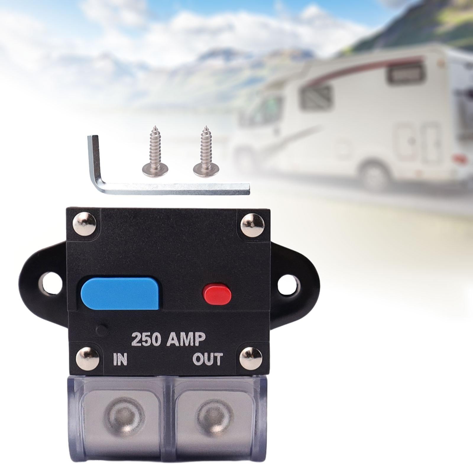 Circuit Breaker with Manual Reset Button Resettable for 12V 24V Durable 250A