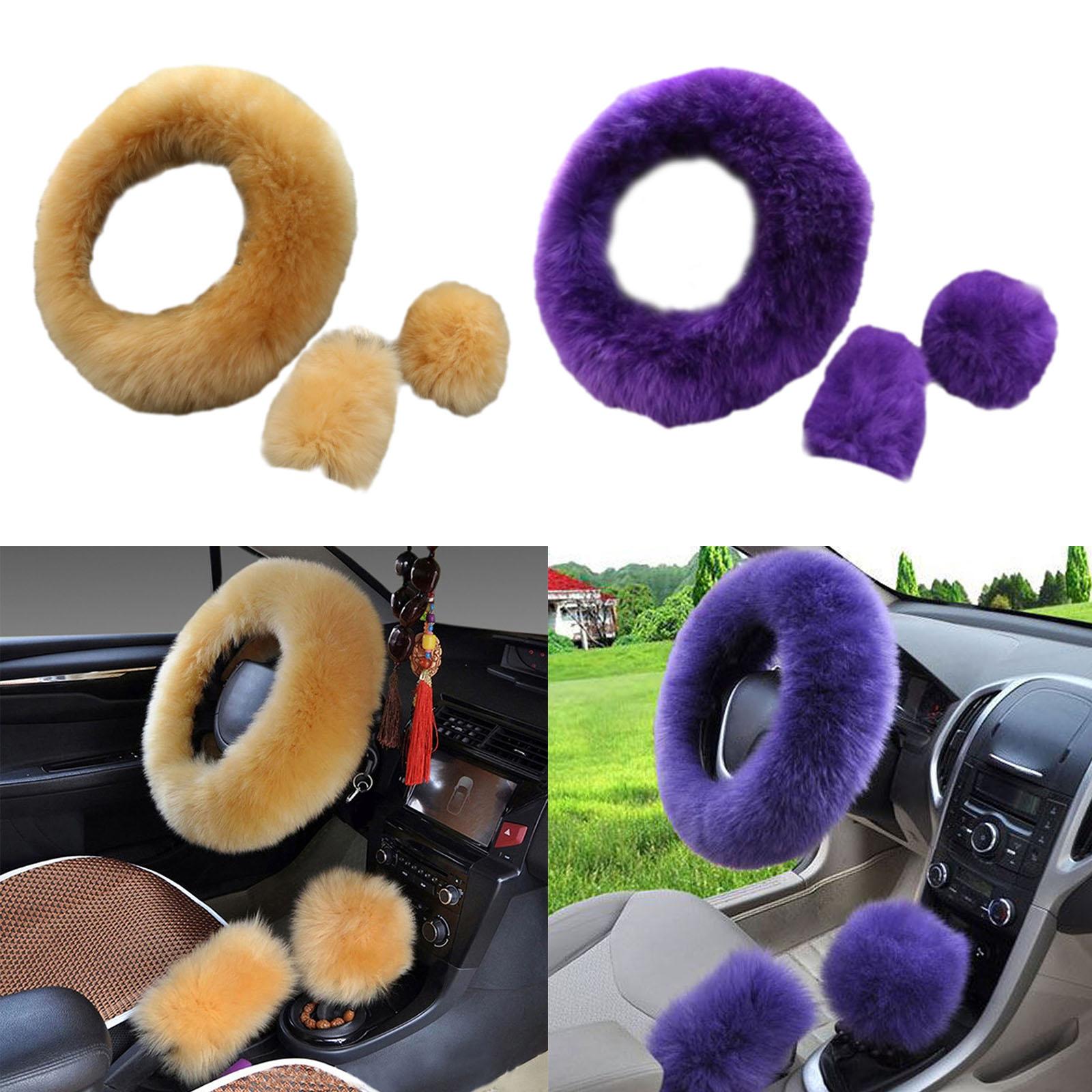 Plush Car Steering Wheel Cover Wear Resistant Steering Wheel Protector Cover Brown