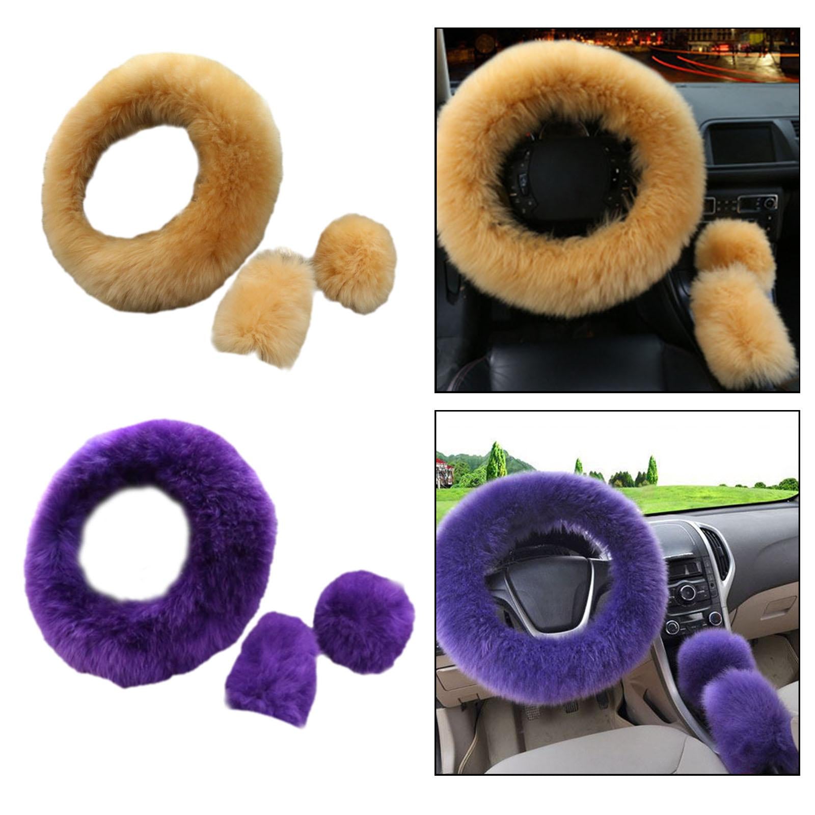 Plush Car Steering Wheel Cover Wear Resistant Steering Wheel Protector Cover Brown