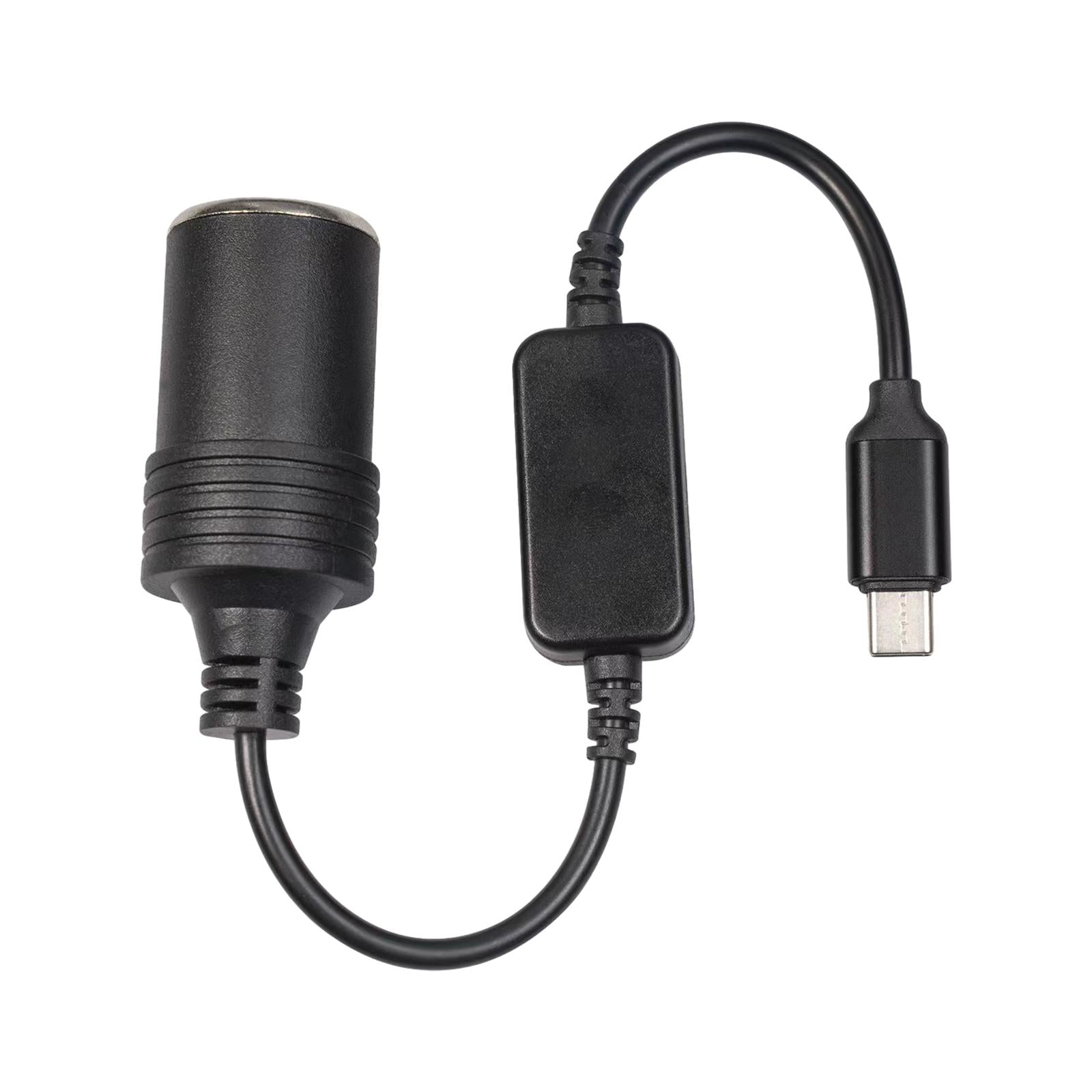 2xUSB C Male to 12V Car Cigarette Lighter Socket Female Converter Cable 12W 1.2m