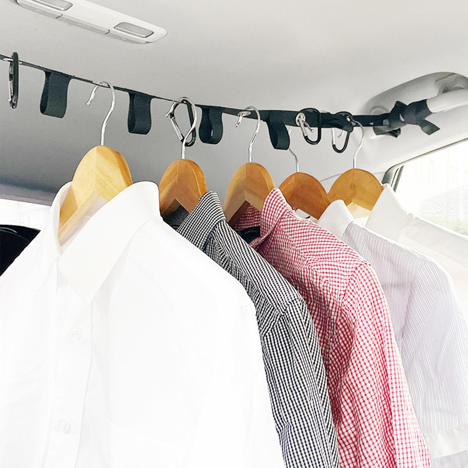 Car Clothesline with 5 Hook Car Clothes Hanger Strap for Car Van Trucks