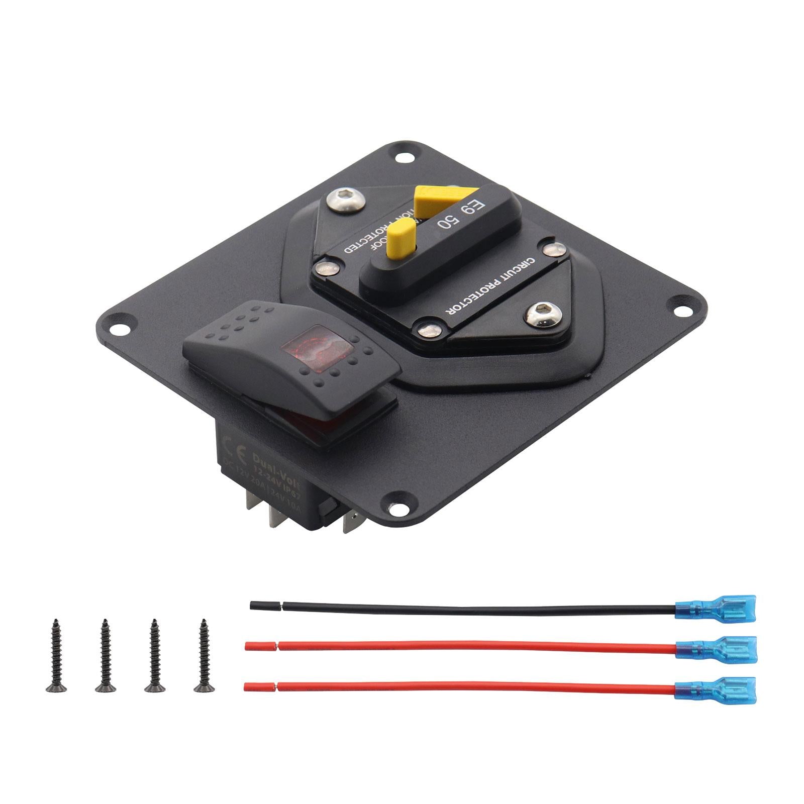 Automotive Boat Marine E9 Circuit Breaker Compact Sturdy 1/4” Threaded Studs 50A