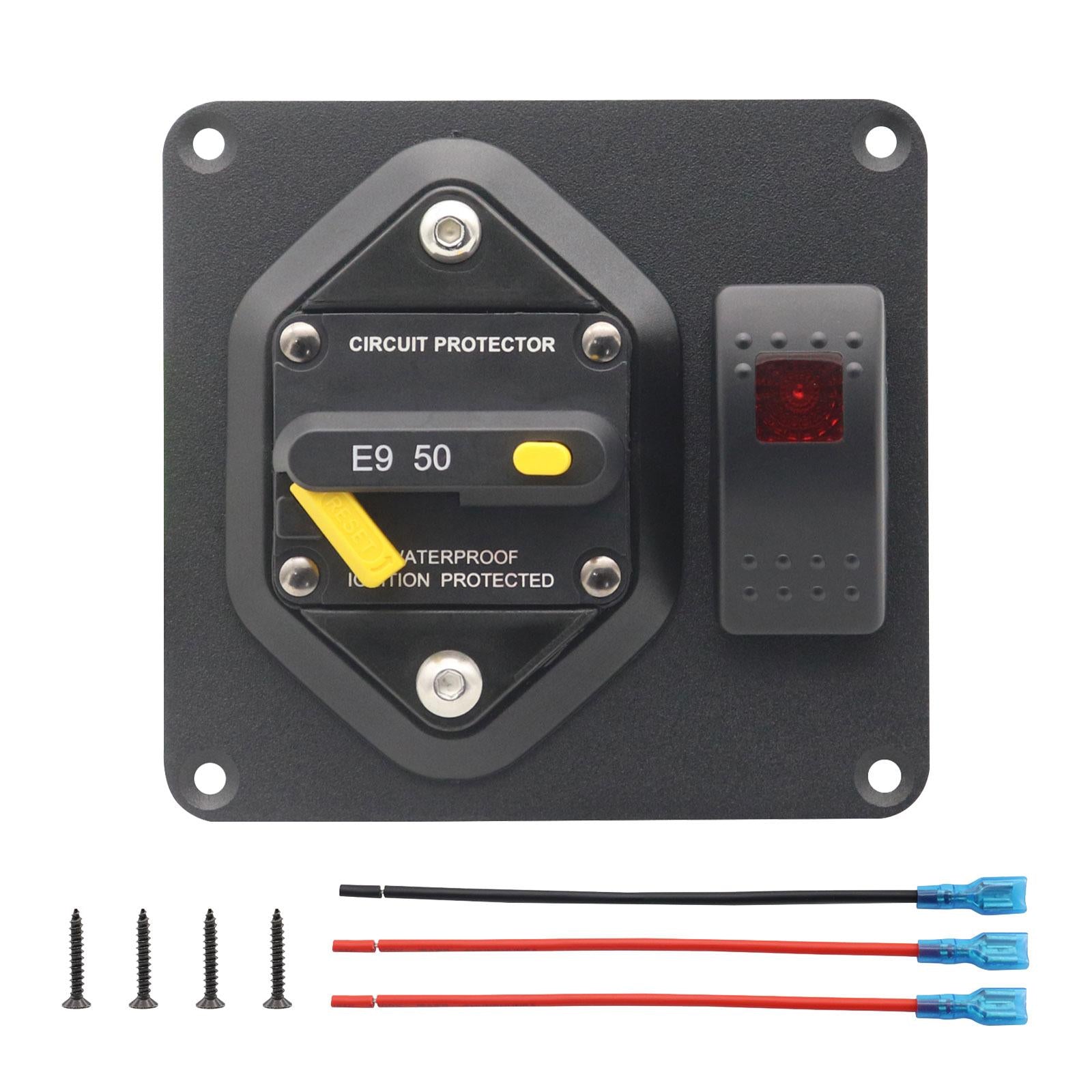 Automotive Boat Marine E9 Circuit Breaker Compact Sturdy 1/4” Threaded Studs 50A