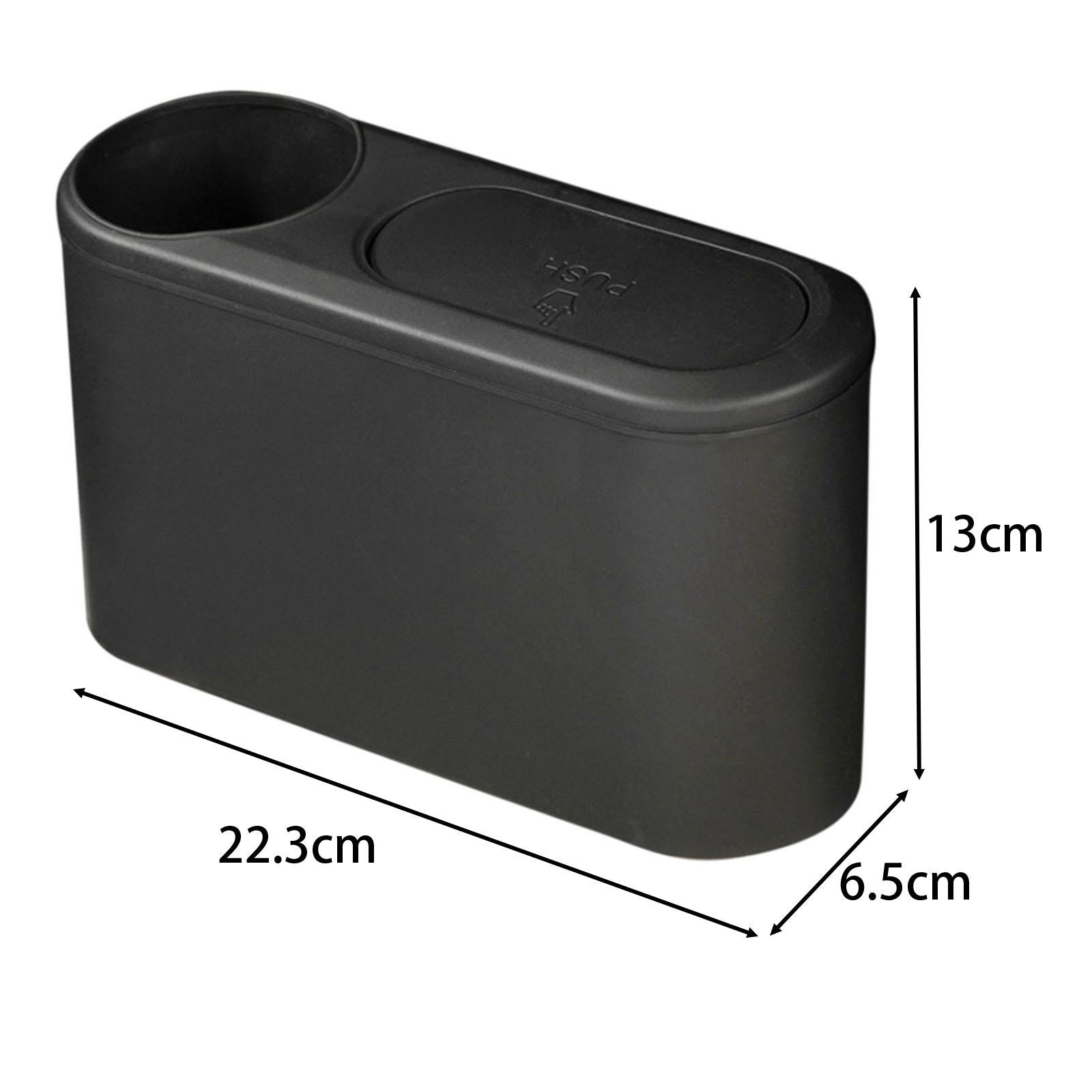 Car Trash Can with Lid Auto Accessories Trash Container for Keys Bottle Black Plastic