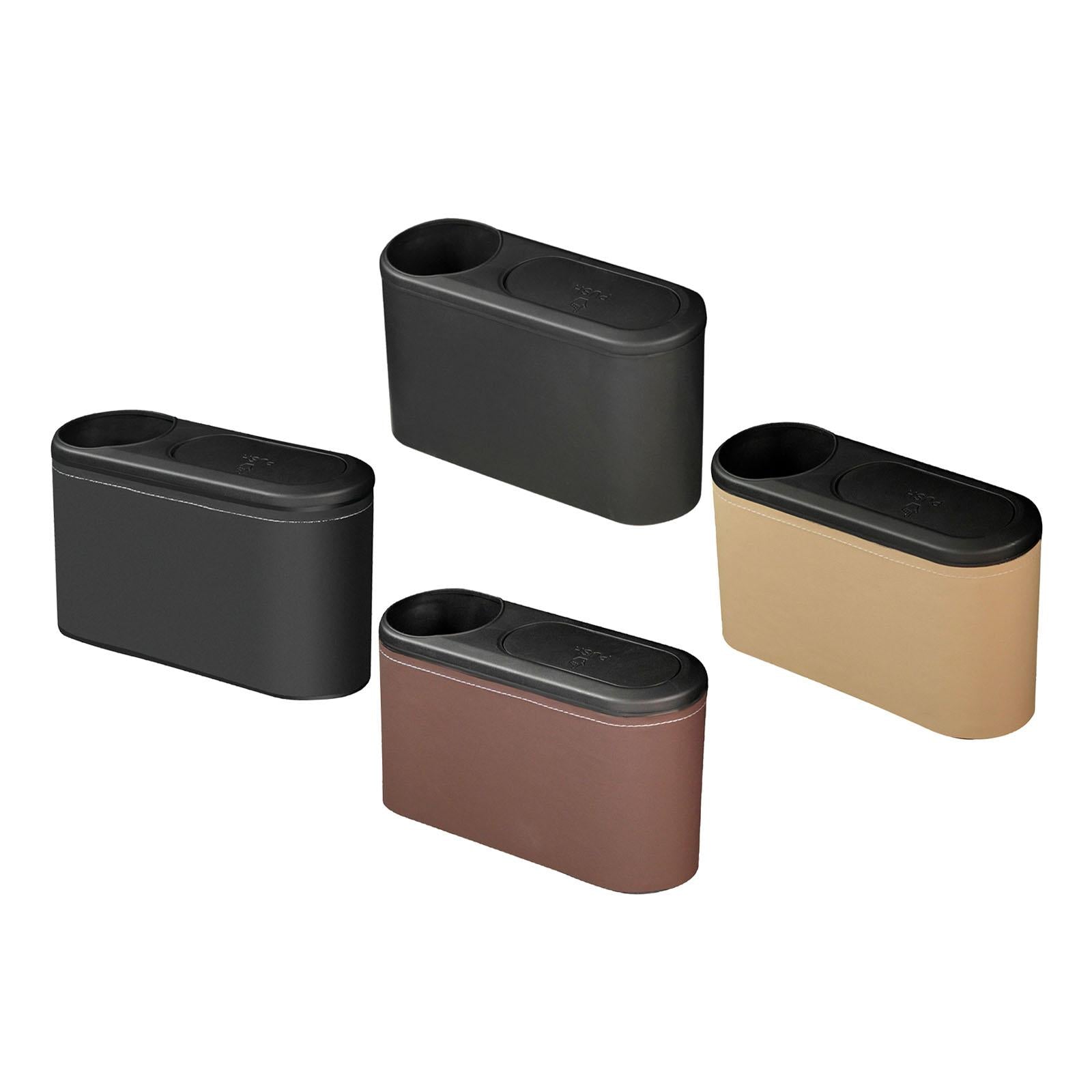 Car Trash Can with Lid Auto Accessories Trash Container for Keys Bottle Black Plastic