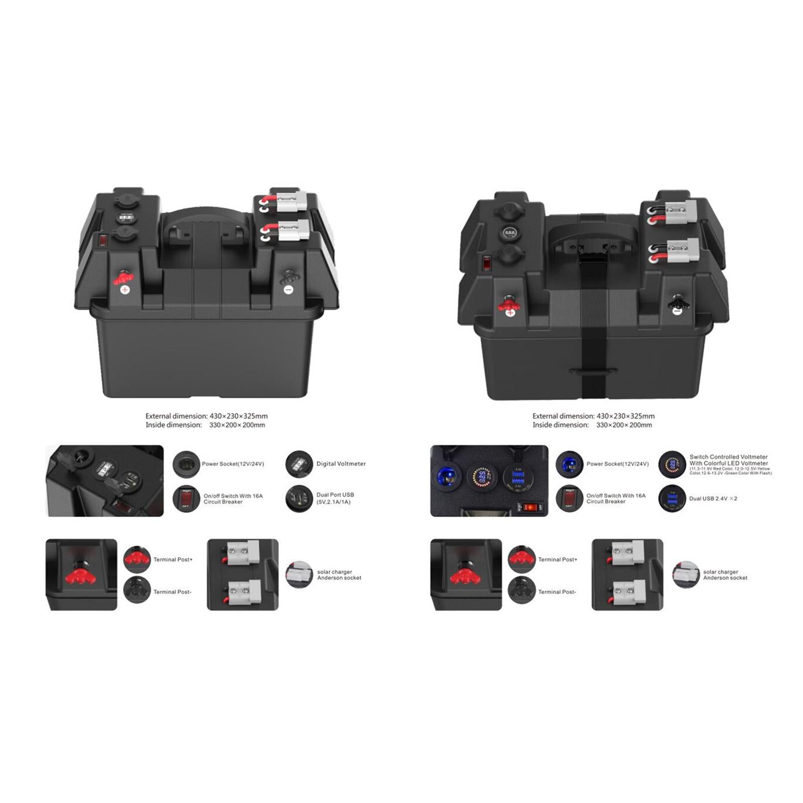 Motor Battery Box Waterproof Car RV Trailer Batteries Carrier
