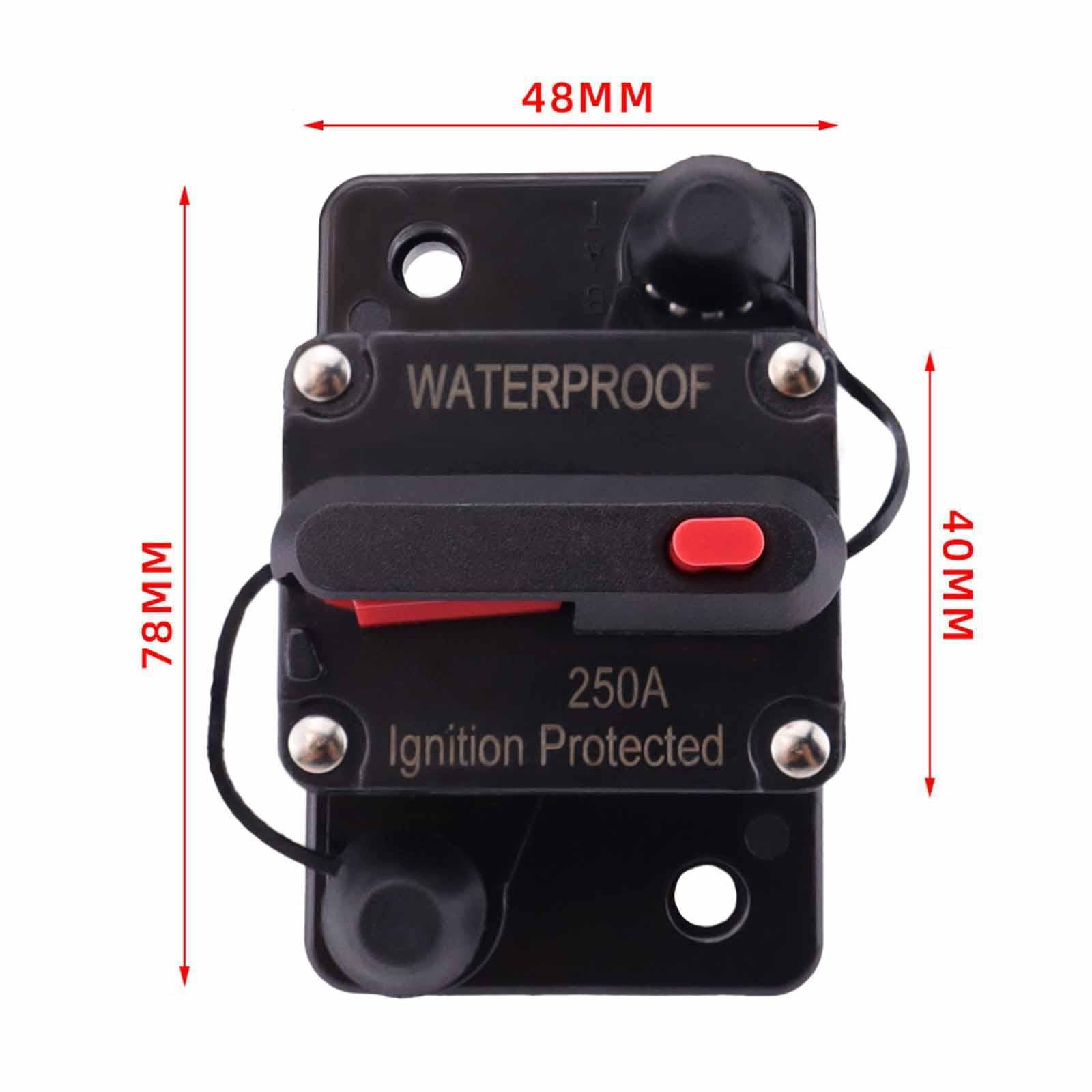 Marine Circuit Breaker with Manual Reset 12V-48V DC for Car Audio Truck 250A