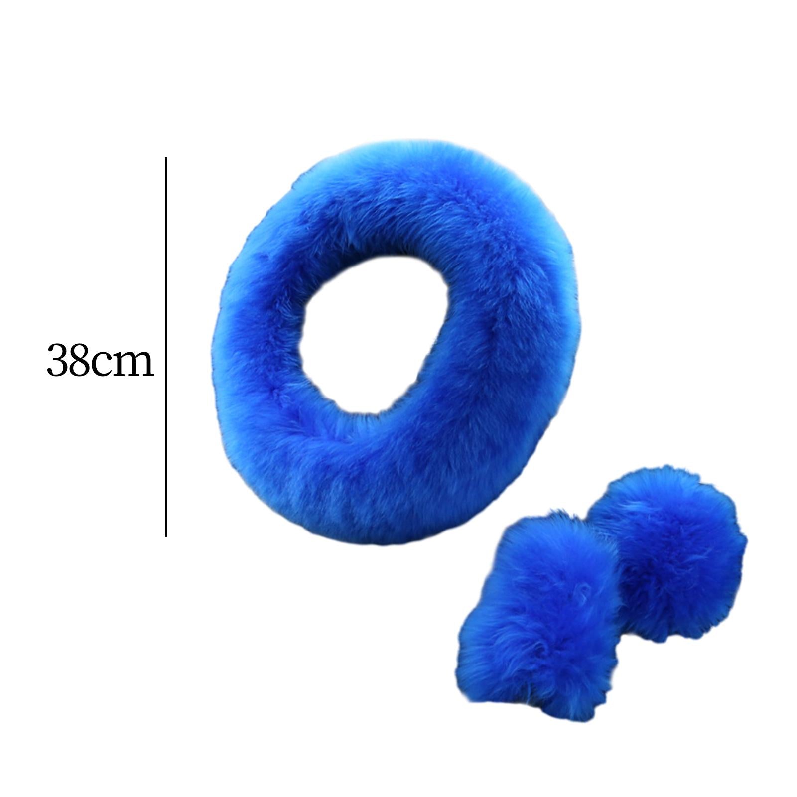 Car Steering Wheel Cover Comfortable for Women Girls Soft Gear Shifter Cover Blue