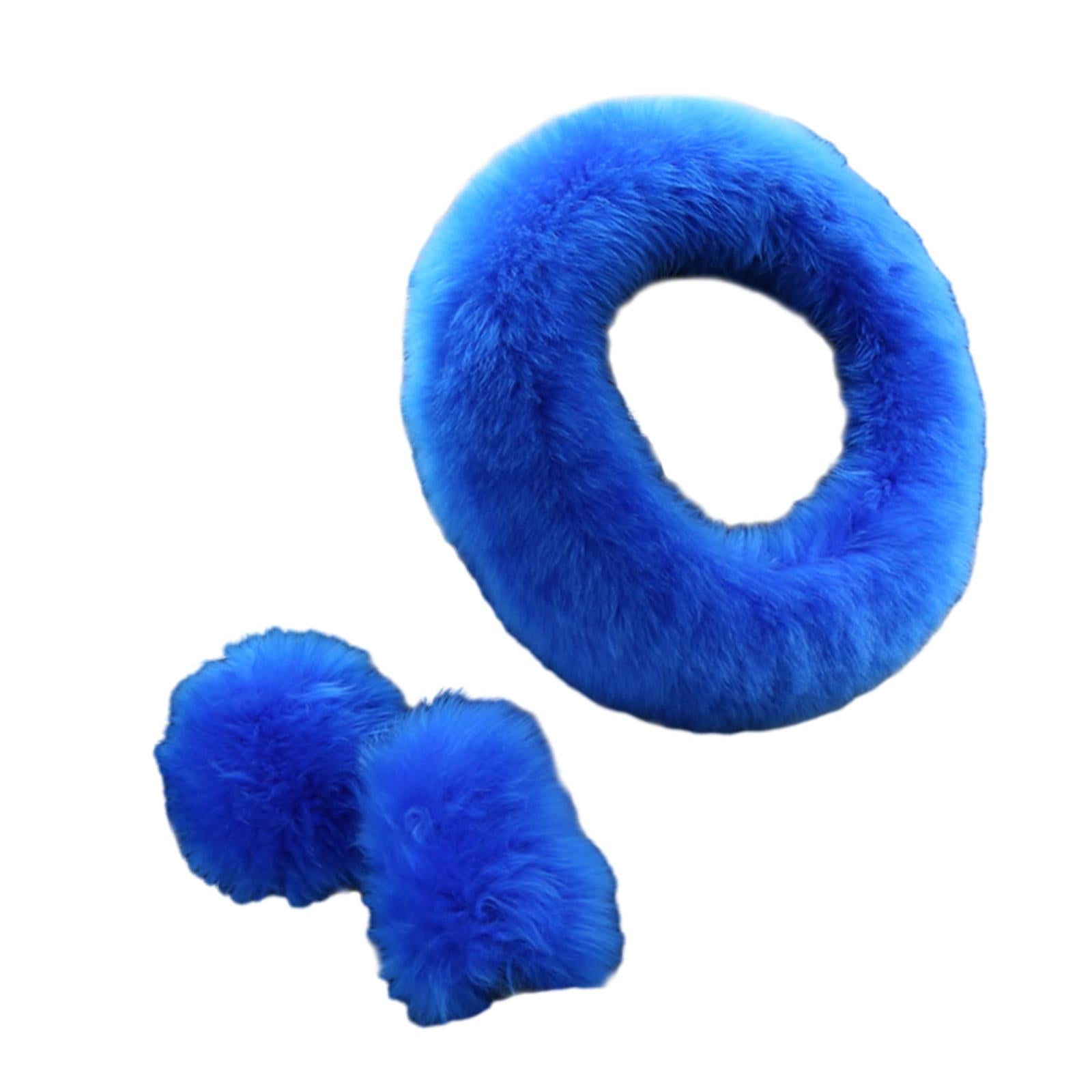 Car Steering Wheel Cover Comfortable for Women Girls Soft Gear Shifter Cover Blue
