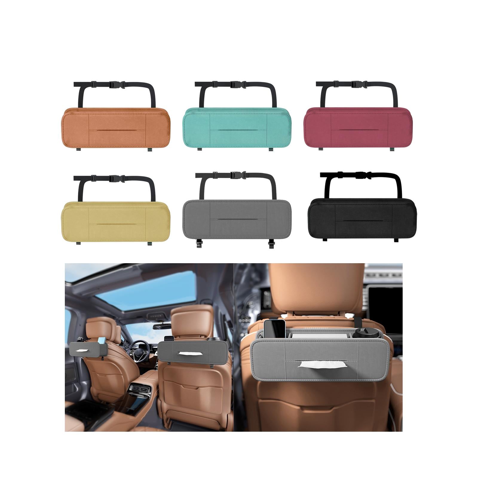 Car Seat Back Organizer Stylish Waterproof Seat Back Organizer Tissue Holder brown