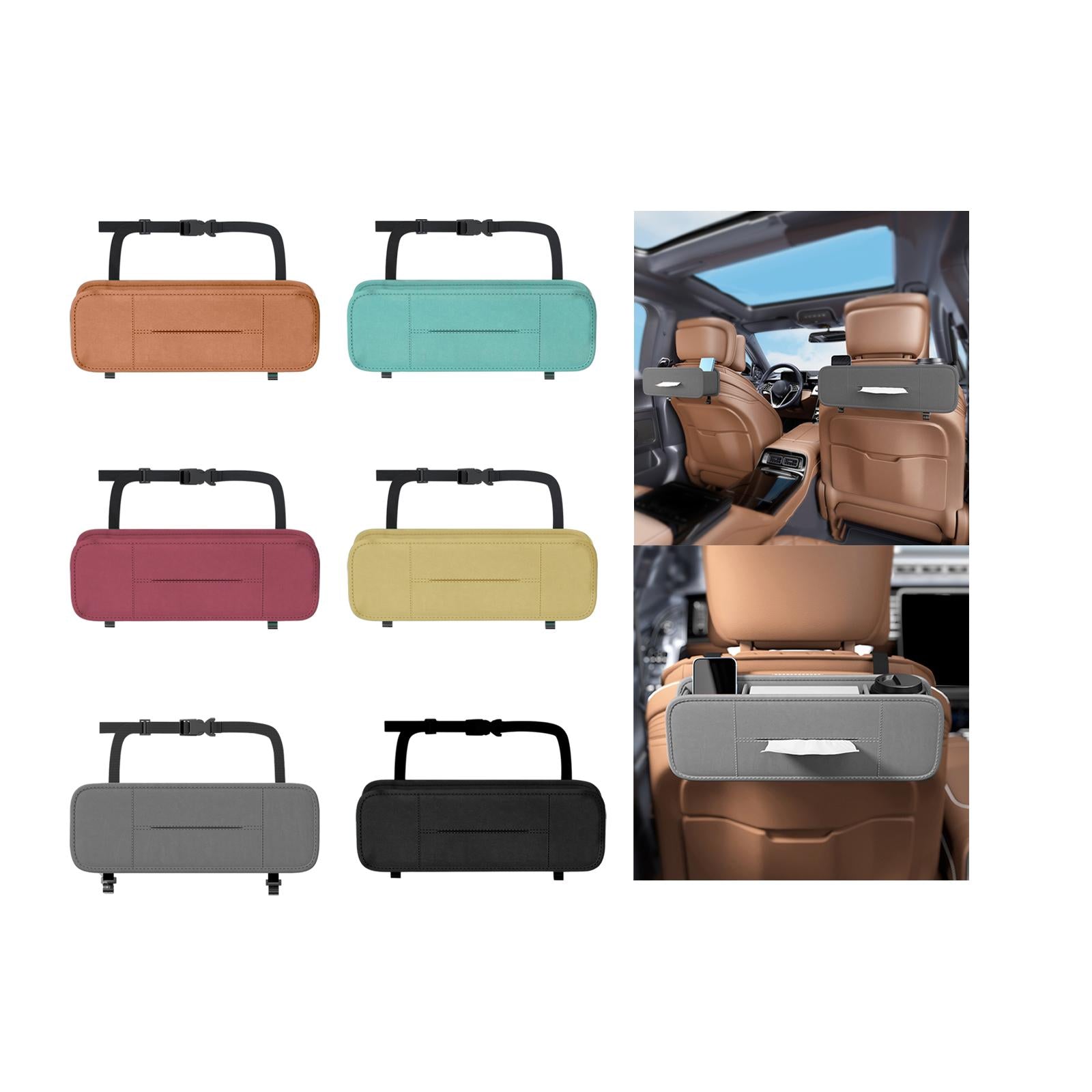 Car Seat Back Organizer Stylish Waterproof Seat Back Organizer Tissue Holder brown